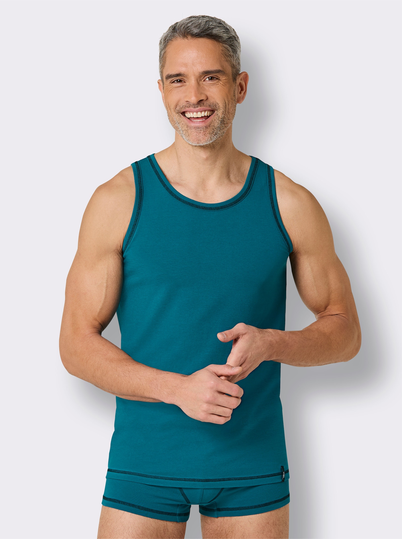 wäschepur men Unterhemd - aquapetrol + schwarz