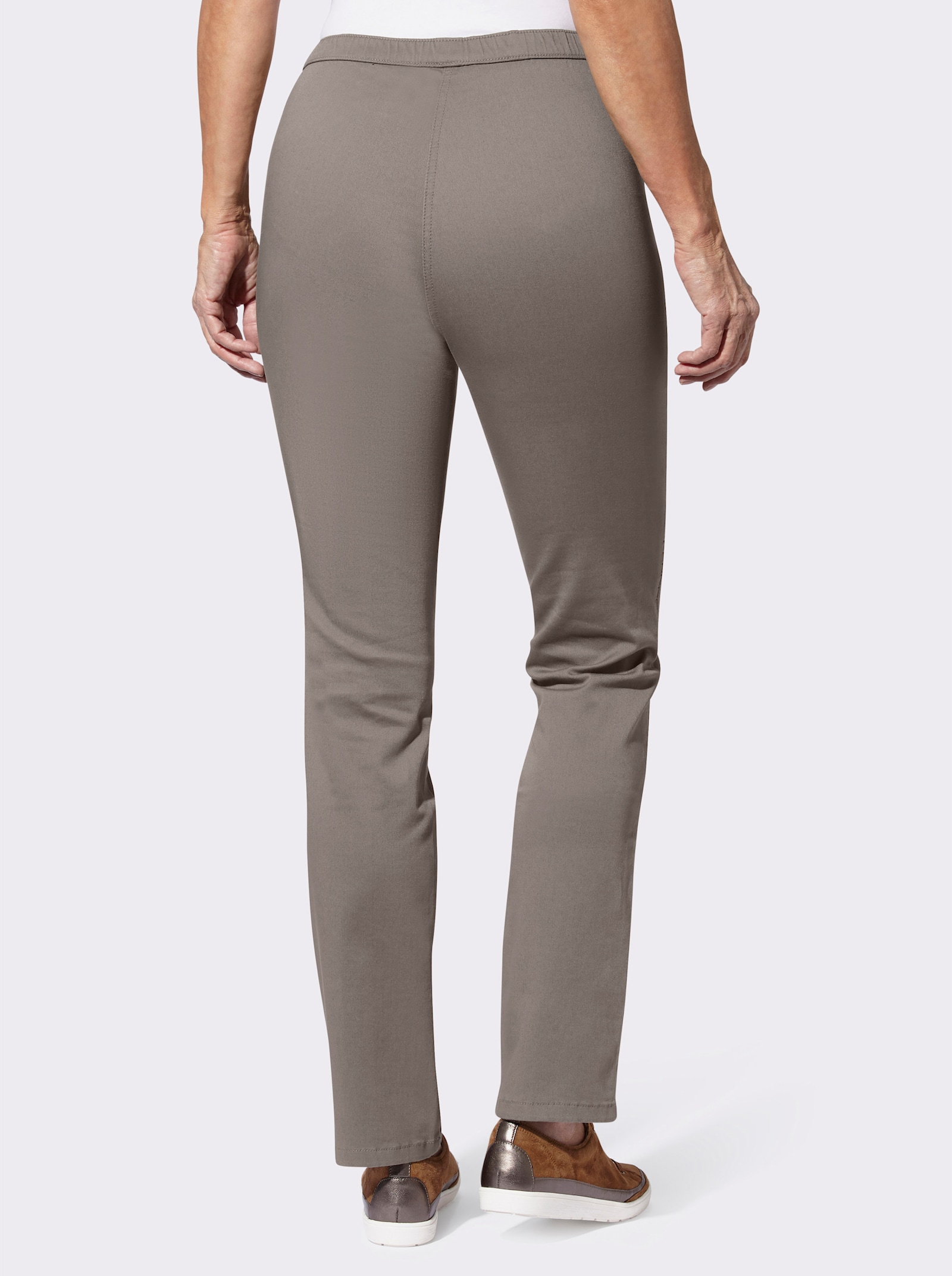 Comfortjeans met inzet opzij - taupe