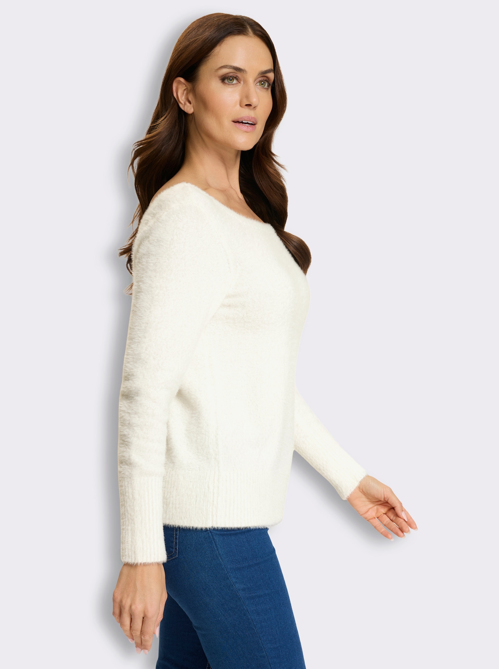 heine Langarm-Pullover aus wärmendem Flauschgarn - ecru