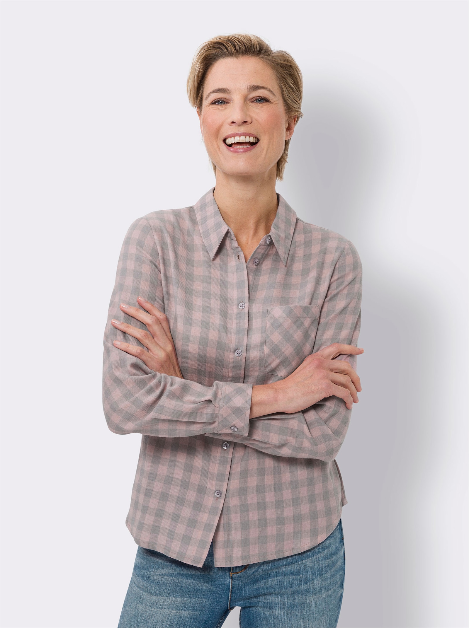 Flanellen blouse met geweven ruit - hortensia geruit
