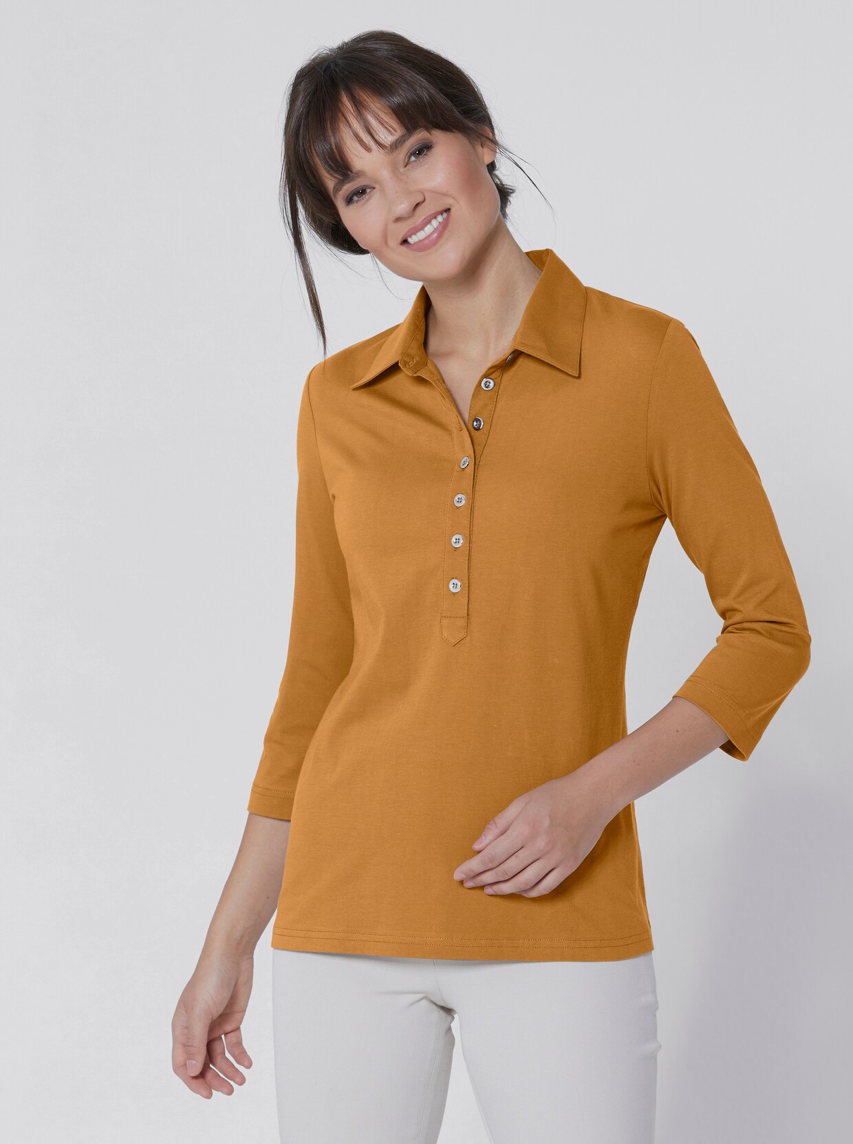 Creation L Premium Pima-Baumwoll-Shirt - curry