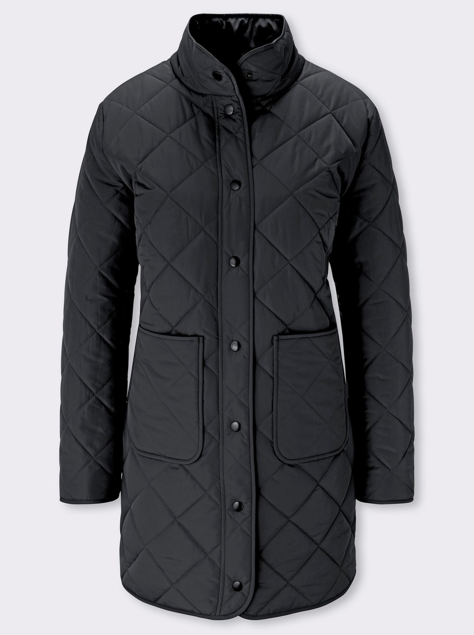 Longjacke mit quadratischem Steppmuster - schwarz