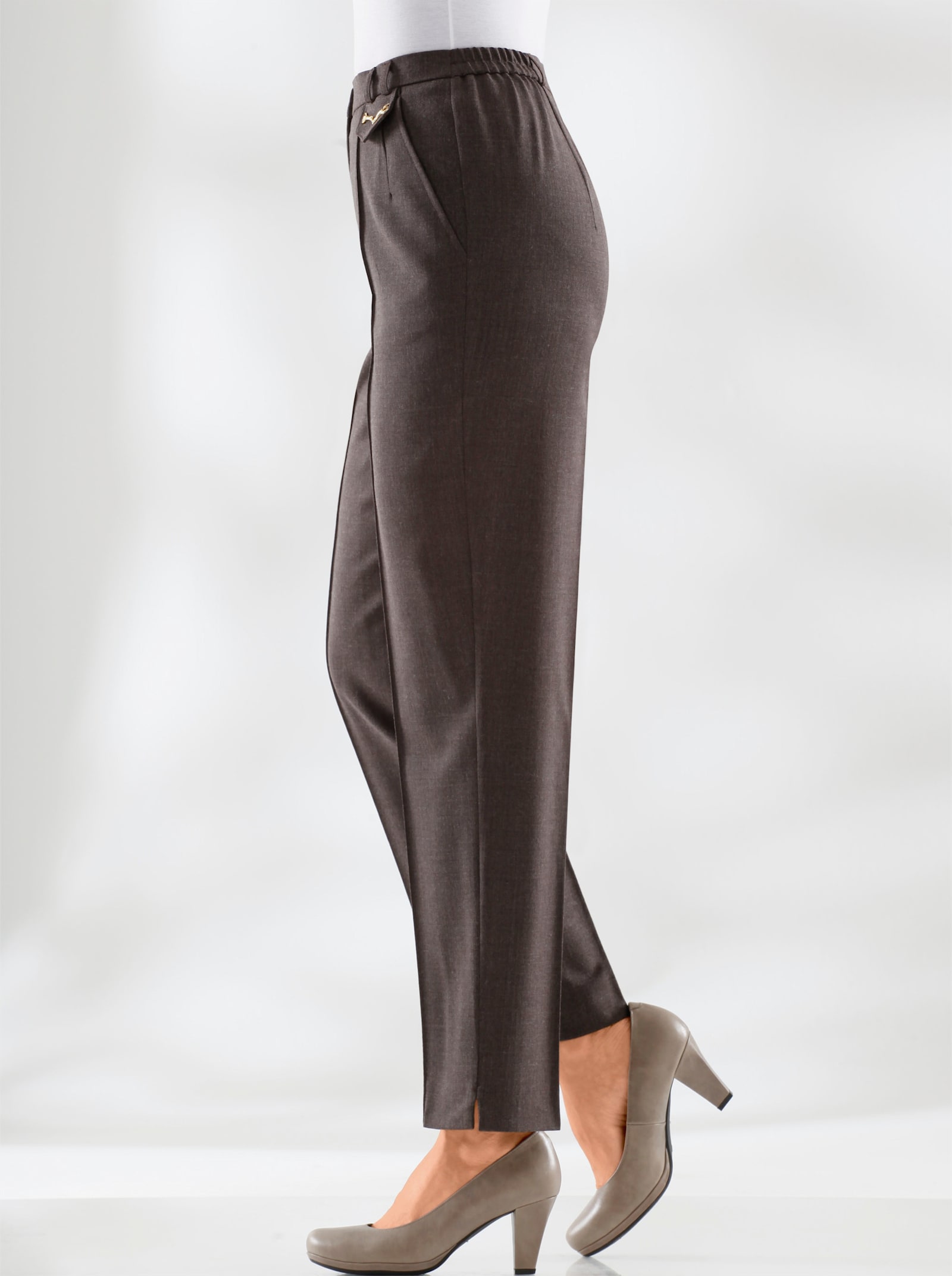 Come on Hose mit seitlichem Dehnbund - braun-meliert