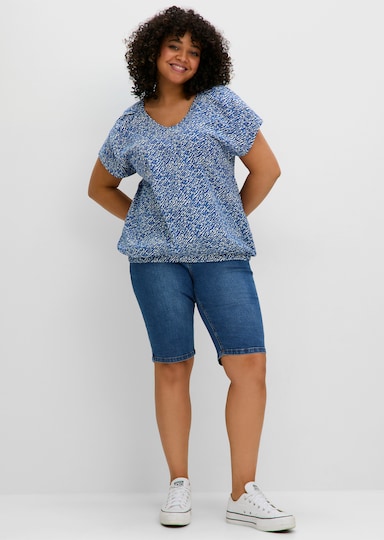 sheego V-Shirt - blaubeere-gemustert