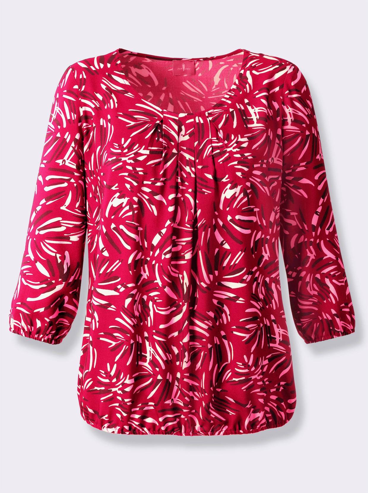 Druckbluse in Schlupfform - rot-graphit-bedruckt