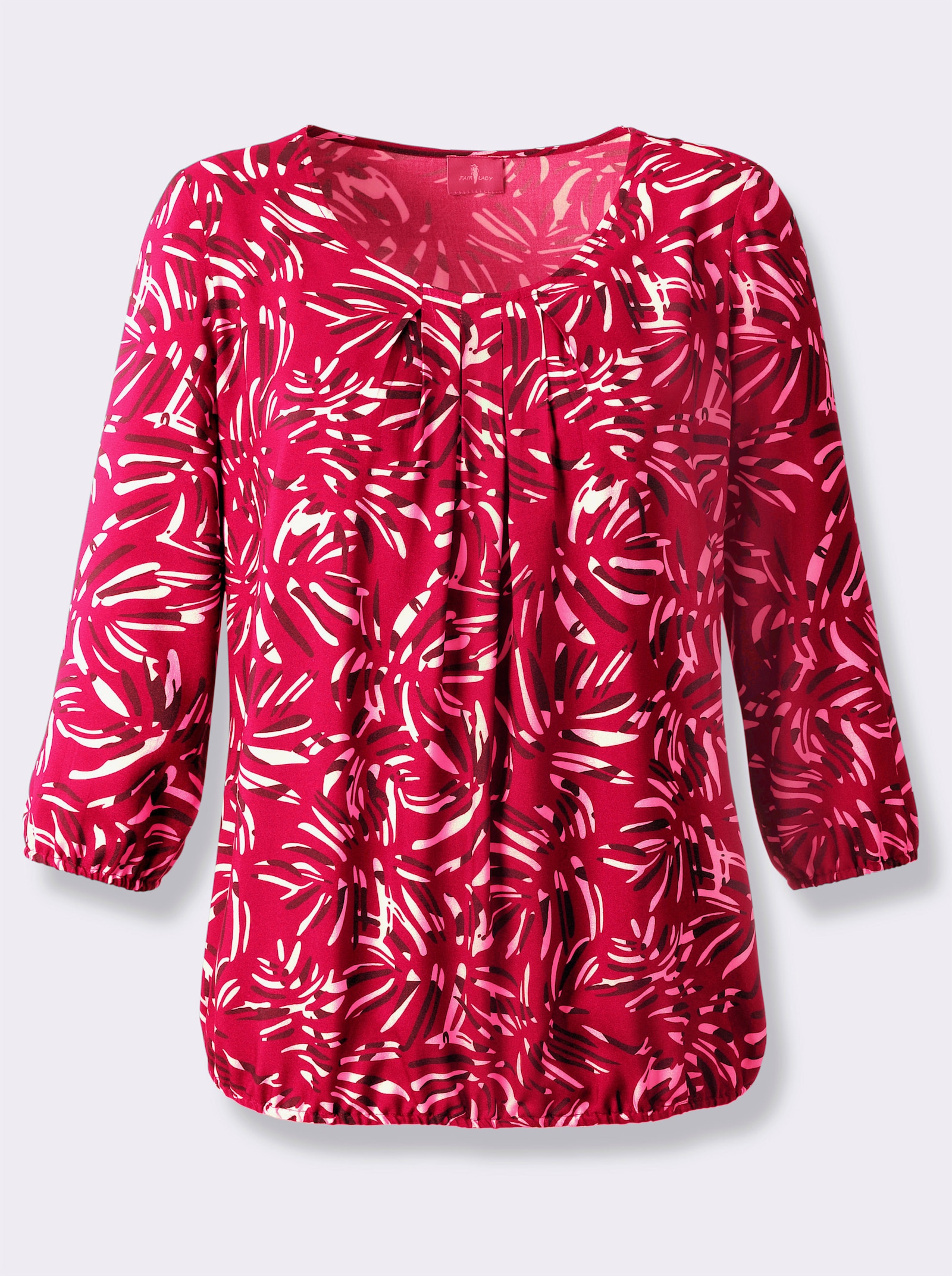 Druckbluse in Schlupfform - rot-graphit-bedruckt