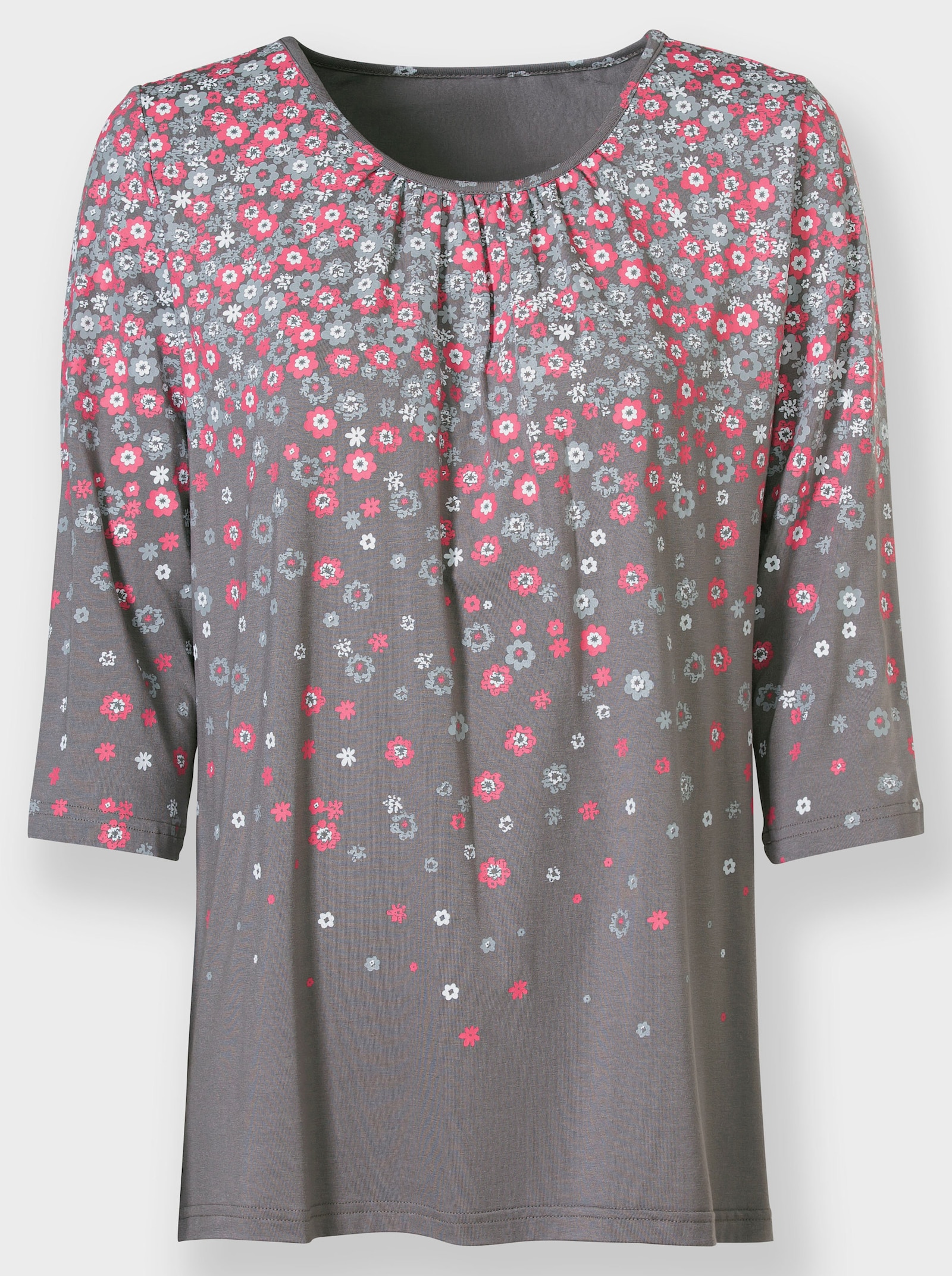 Tuniekshirt in verlooplook - grijs/flamingo bedrukt