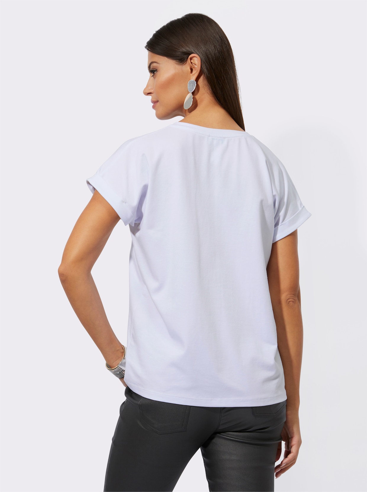Print-Shirt - weiß-papaya-bedruckt
