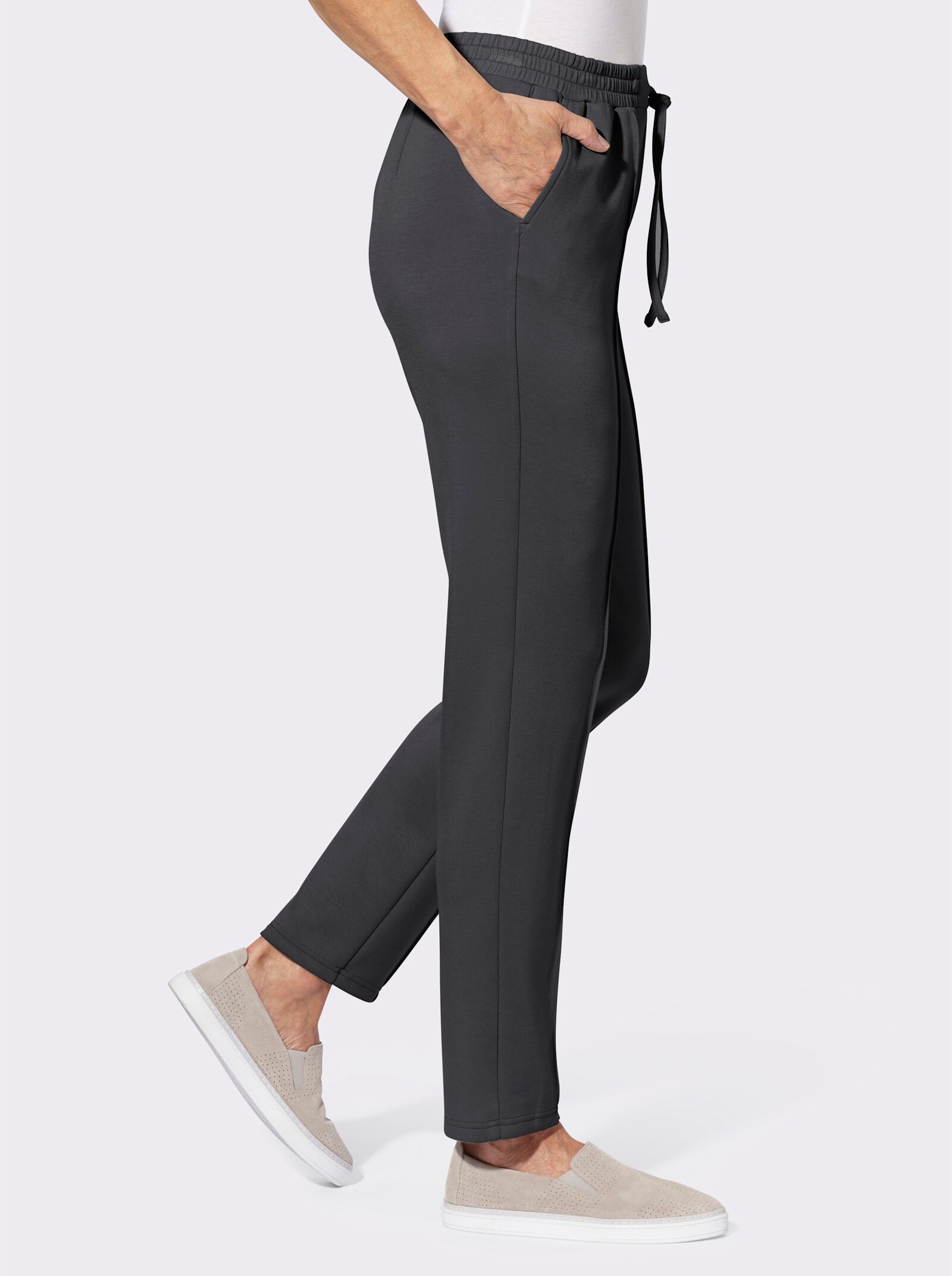 Comfortbroek met biezen - antraciet