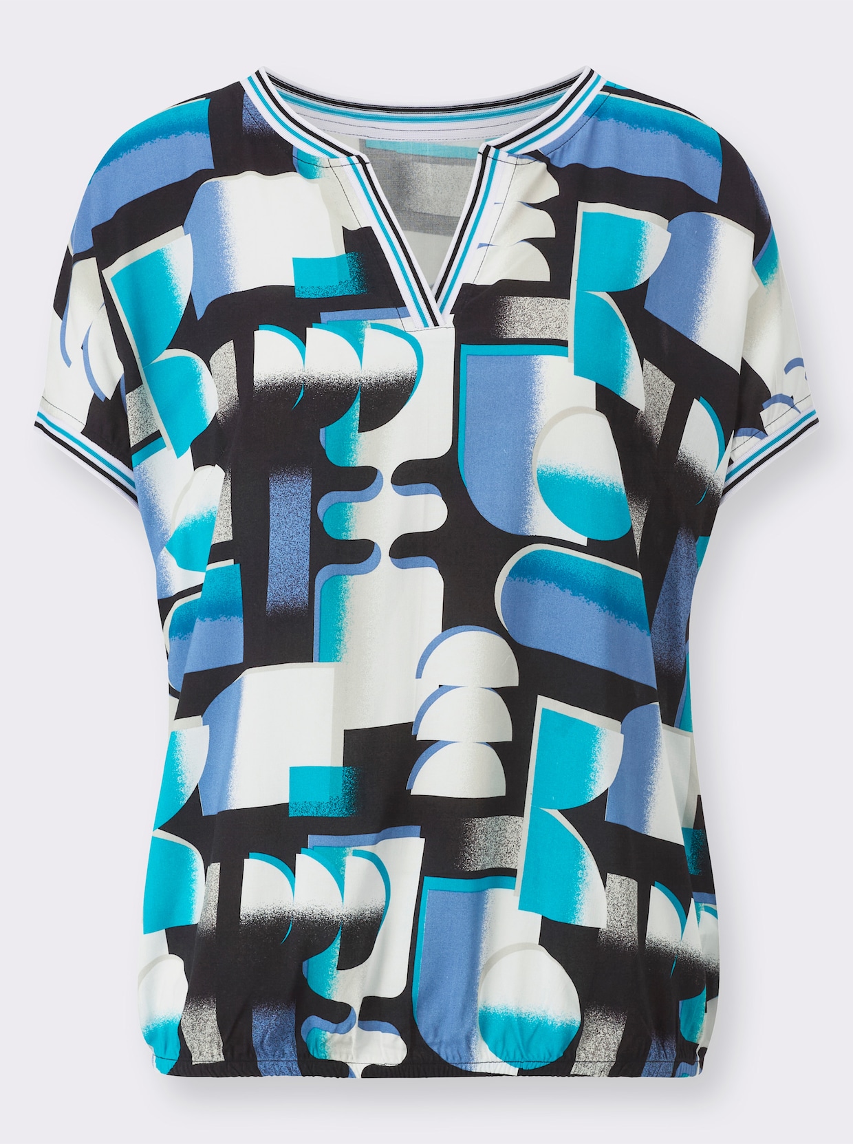 Blouse met print - turquoise/zwart bedrukt