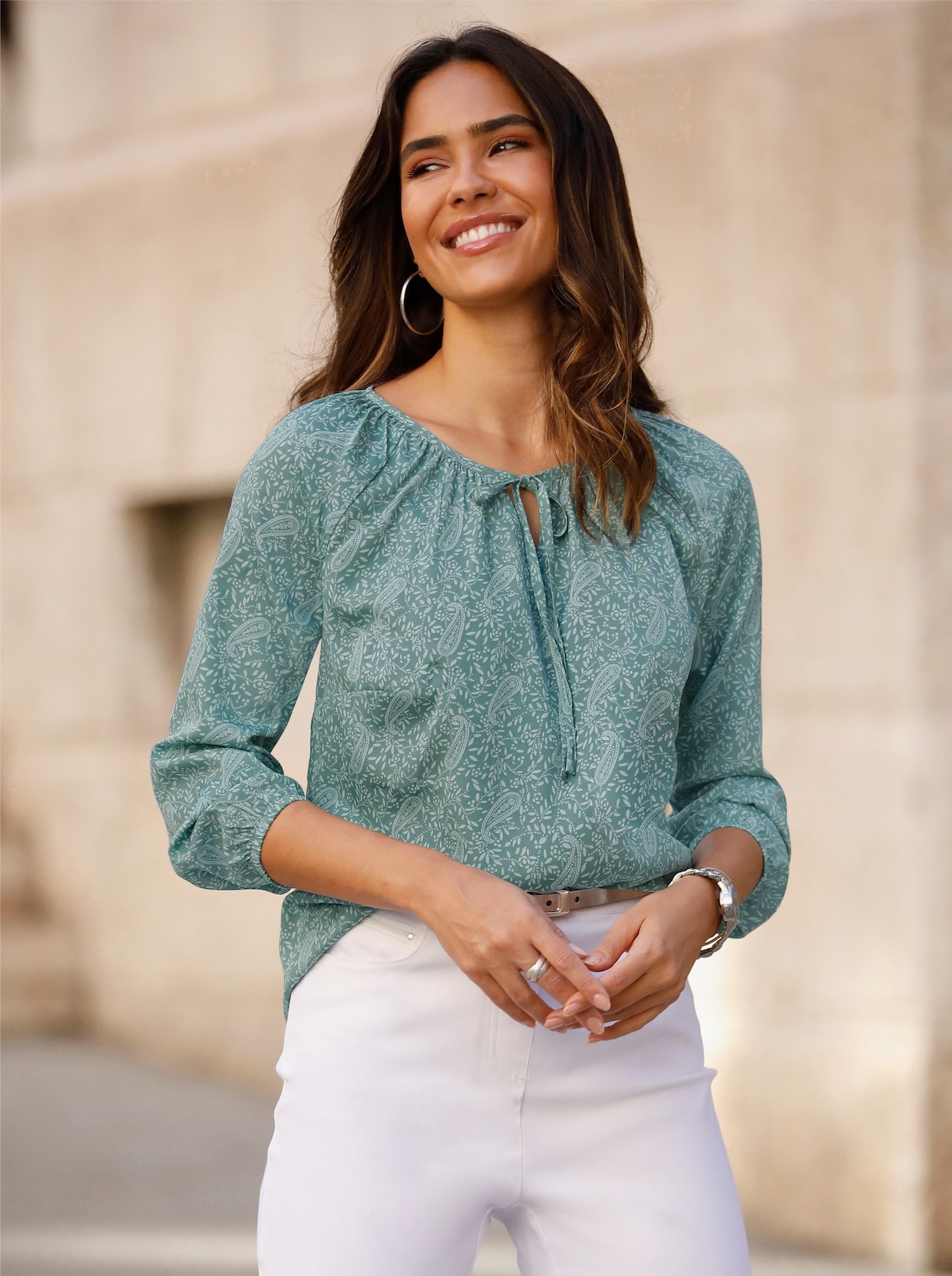 Blouse met print - jade/kalkmint bedrukt