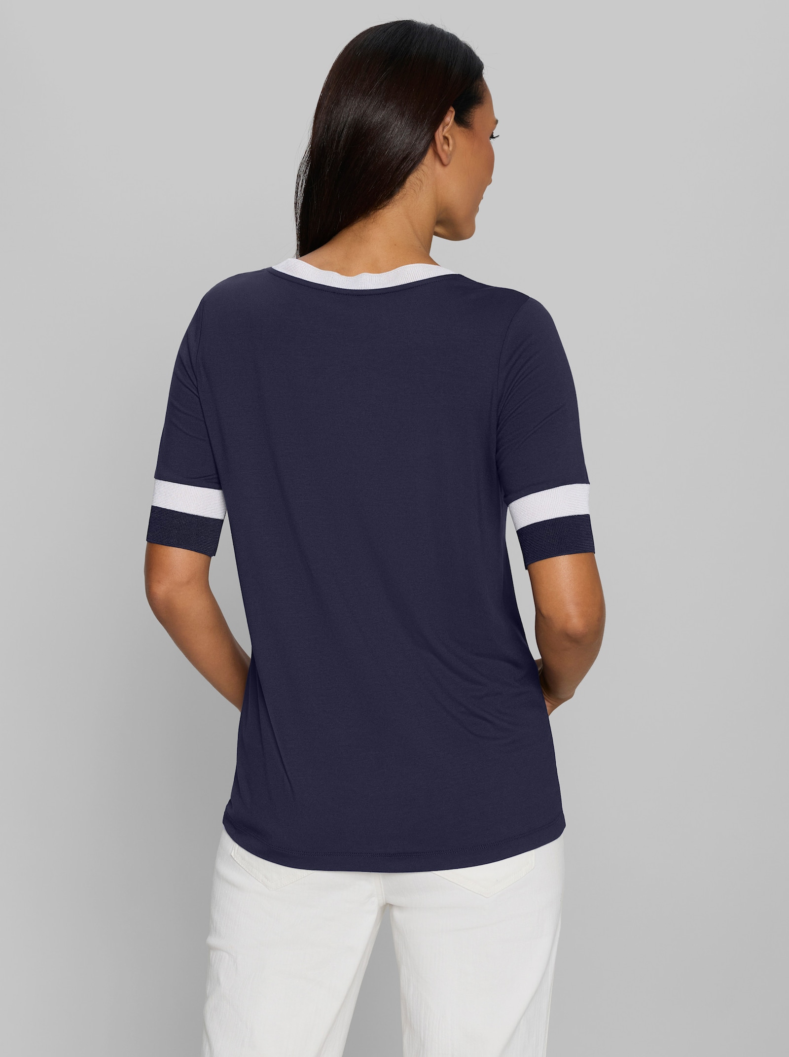 heine Rundhalsshirt mit Glanz-Details - marine