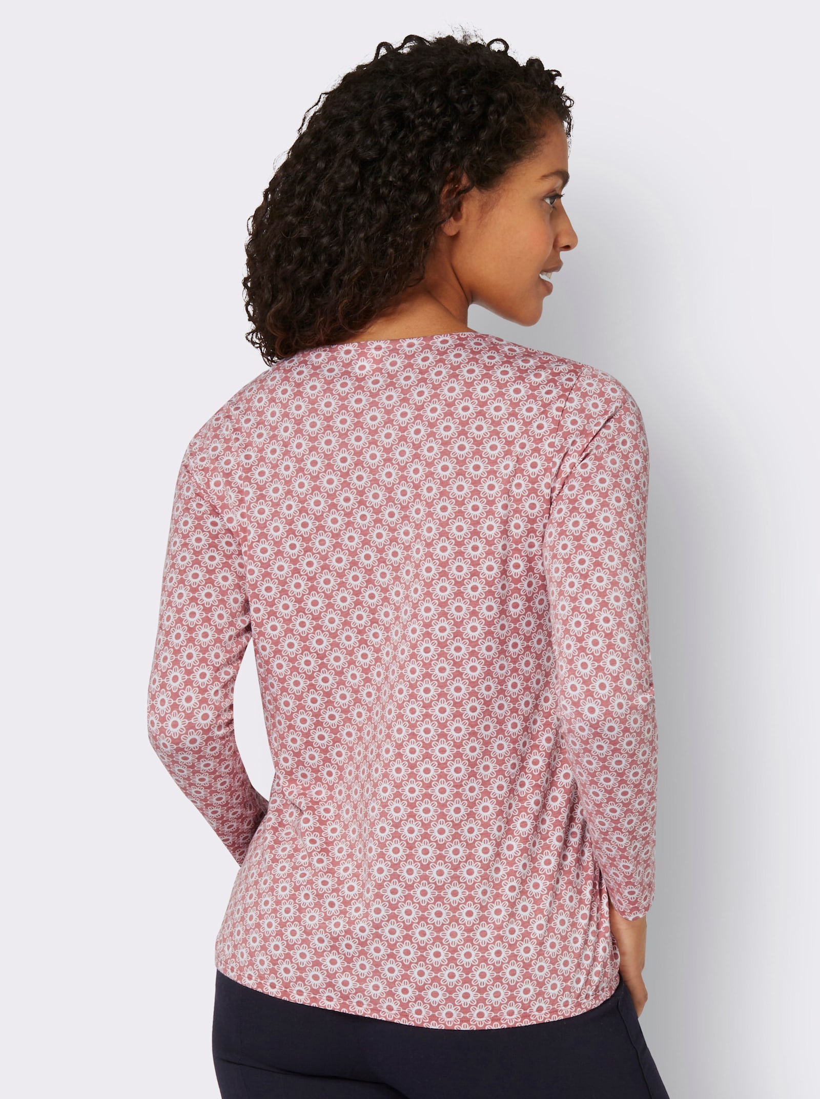 Langarmshirt im floralen Muster - rosenholz-ecru-bedruckt