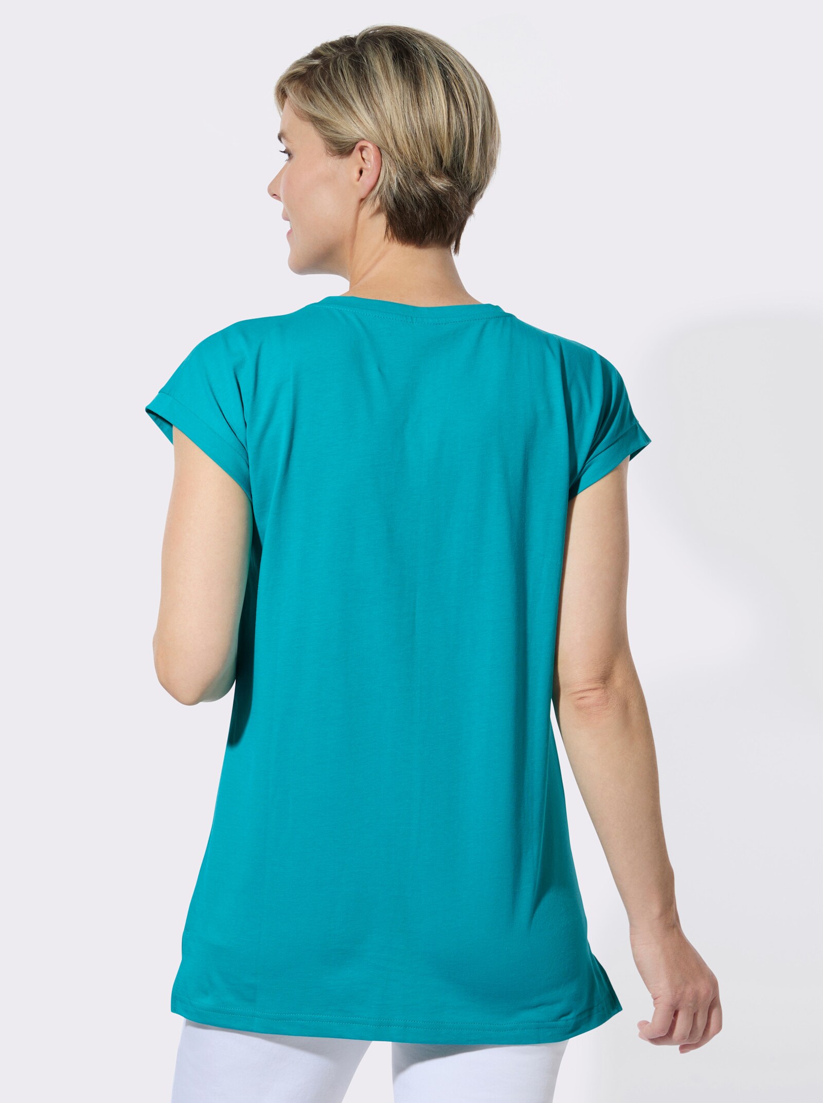 Longshirt mit Print - türkis