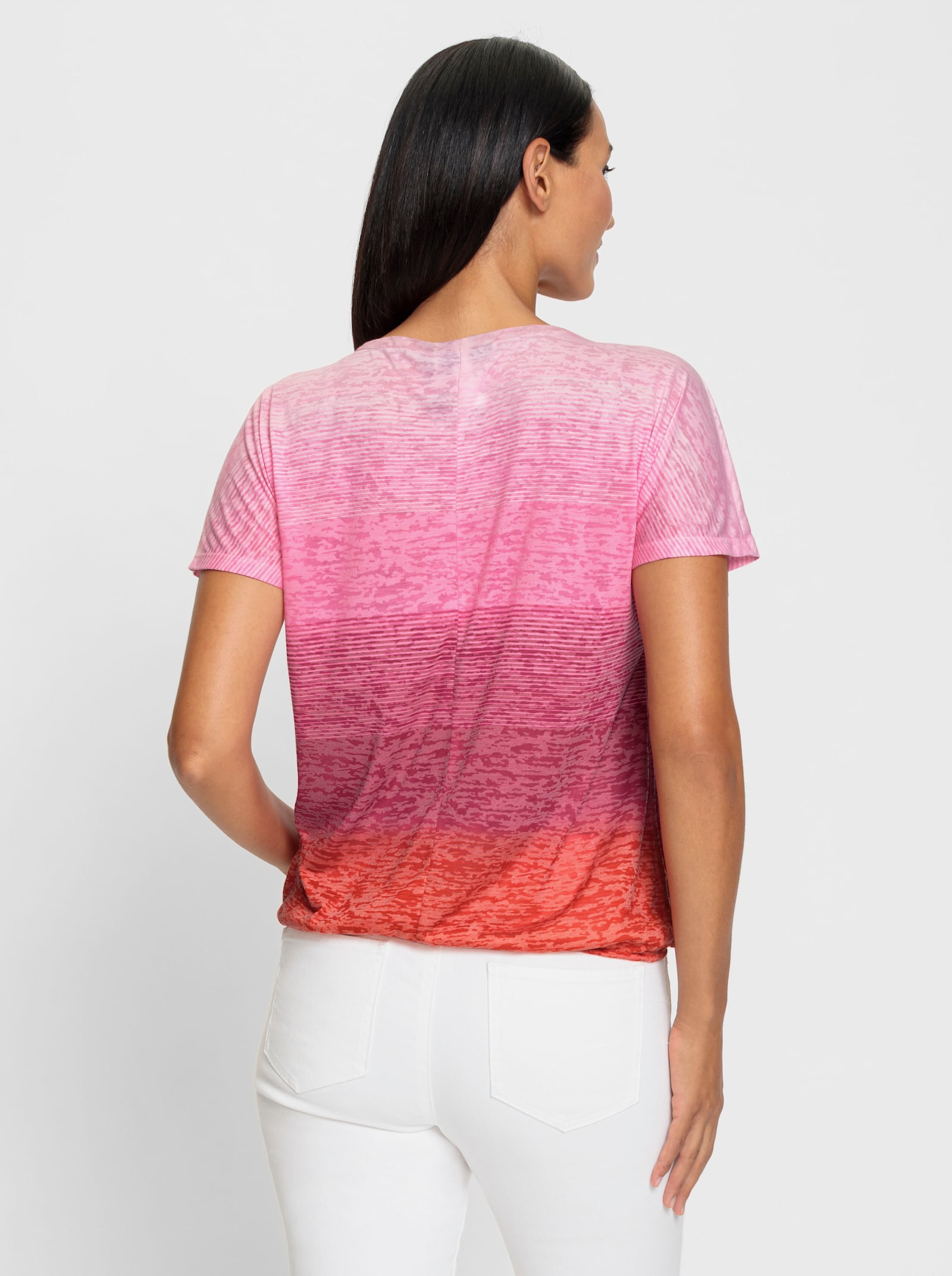 heine Rundhalsshirt mit Farbverlauf - erdbeere-bedruckt