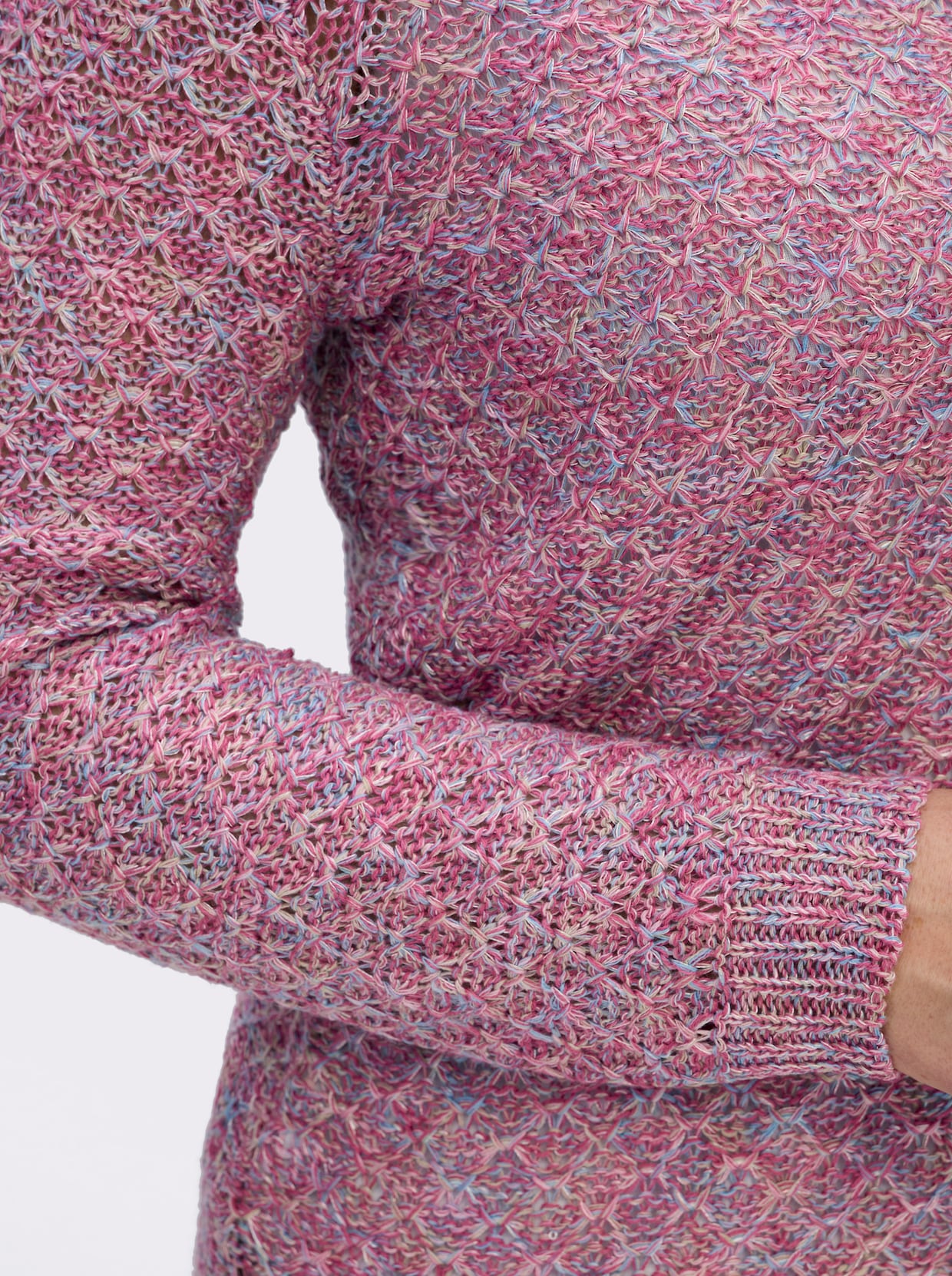 Rundhalspullover mit Multicolor-Garn - fuchsia-gemustert