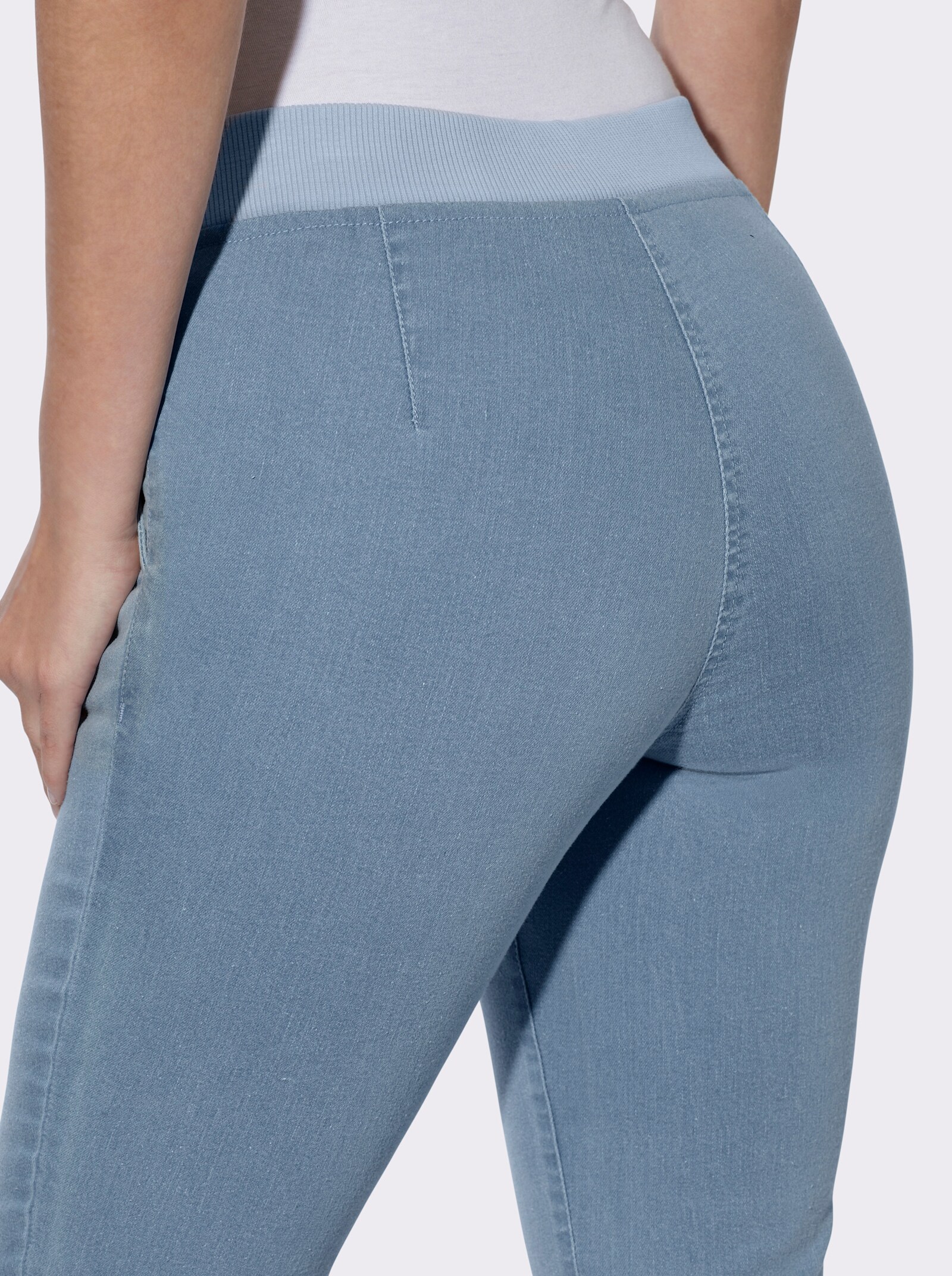 Comfortjeans met ogen en sierband - blue-bleached
