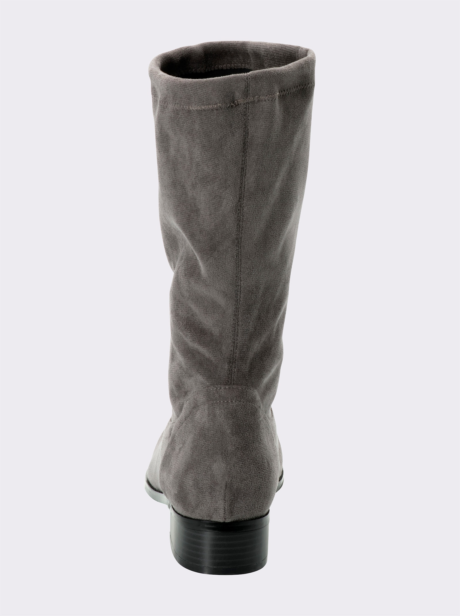 sheego Schlupfstiefel in Veloursleder-Optik - grau
