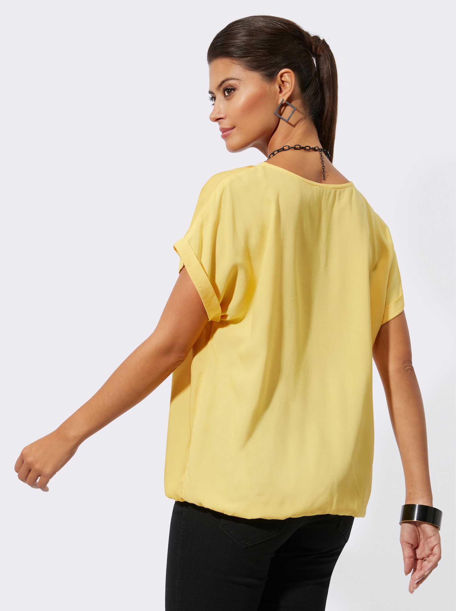  Chemisier en viscose douce - jaune-couleur ivoire imprimé
