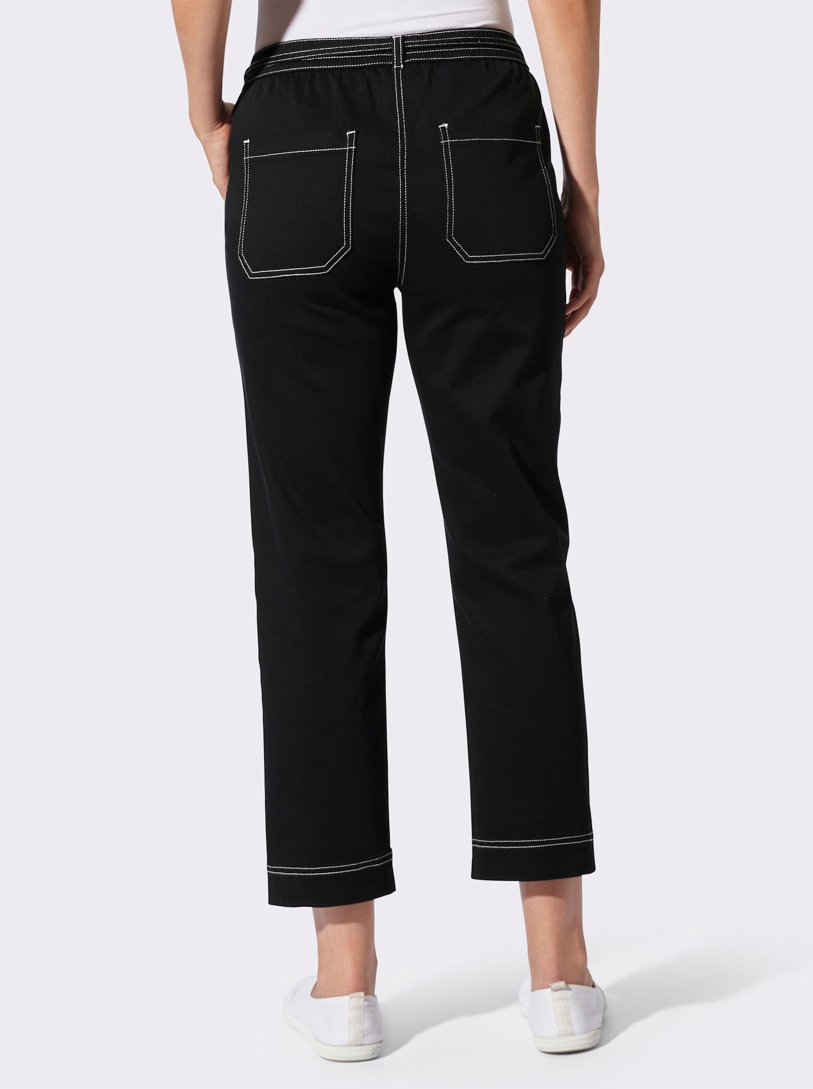 7/8-Jeans Schlupfform, mit Dehnbund - schwarz