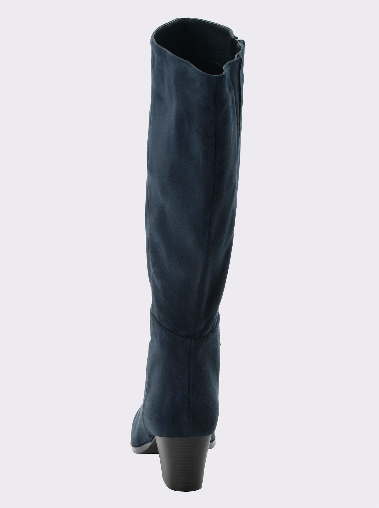 sheego Weitschaftstiefel aus Velours-Lederimitat - jeansblau