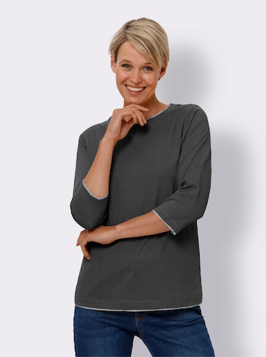 3/4-Arm-Shirt - graphit-meliert
