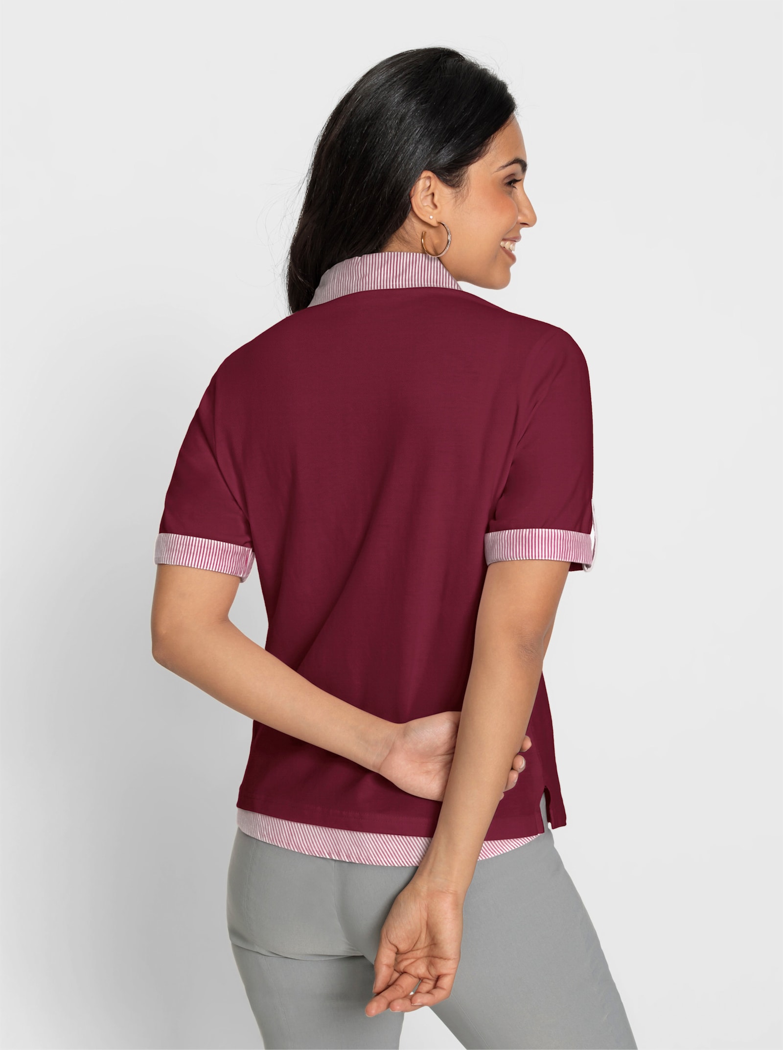 Poloshirt mit Stickerei und Emblem - bordeaux