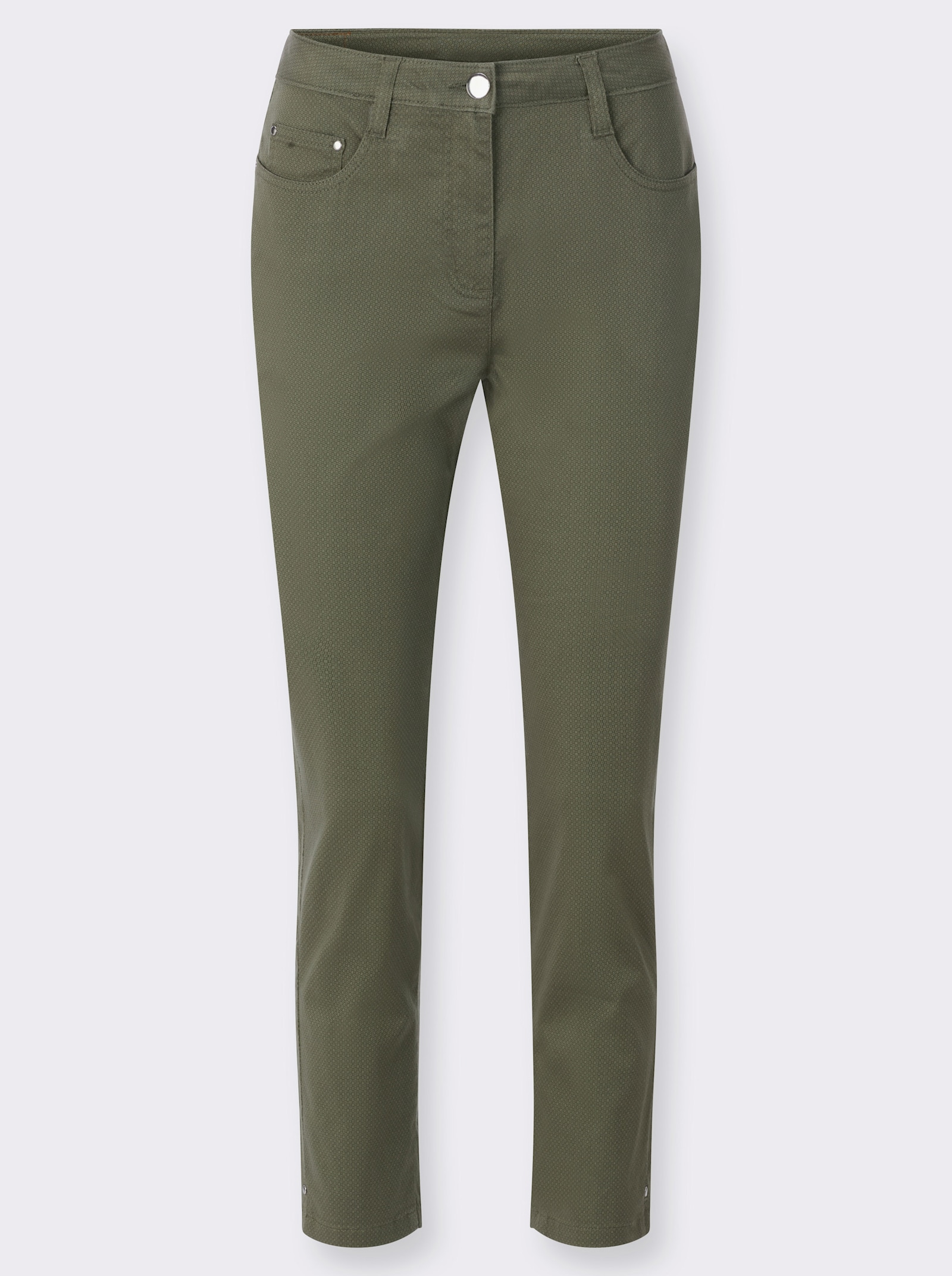 Druckhose in 5-Pocket-Form - khaki-bedruckt