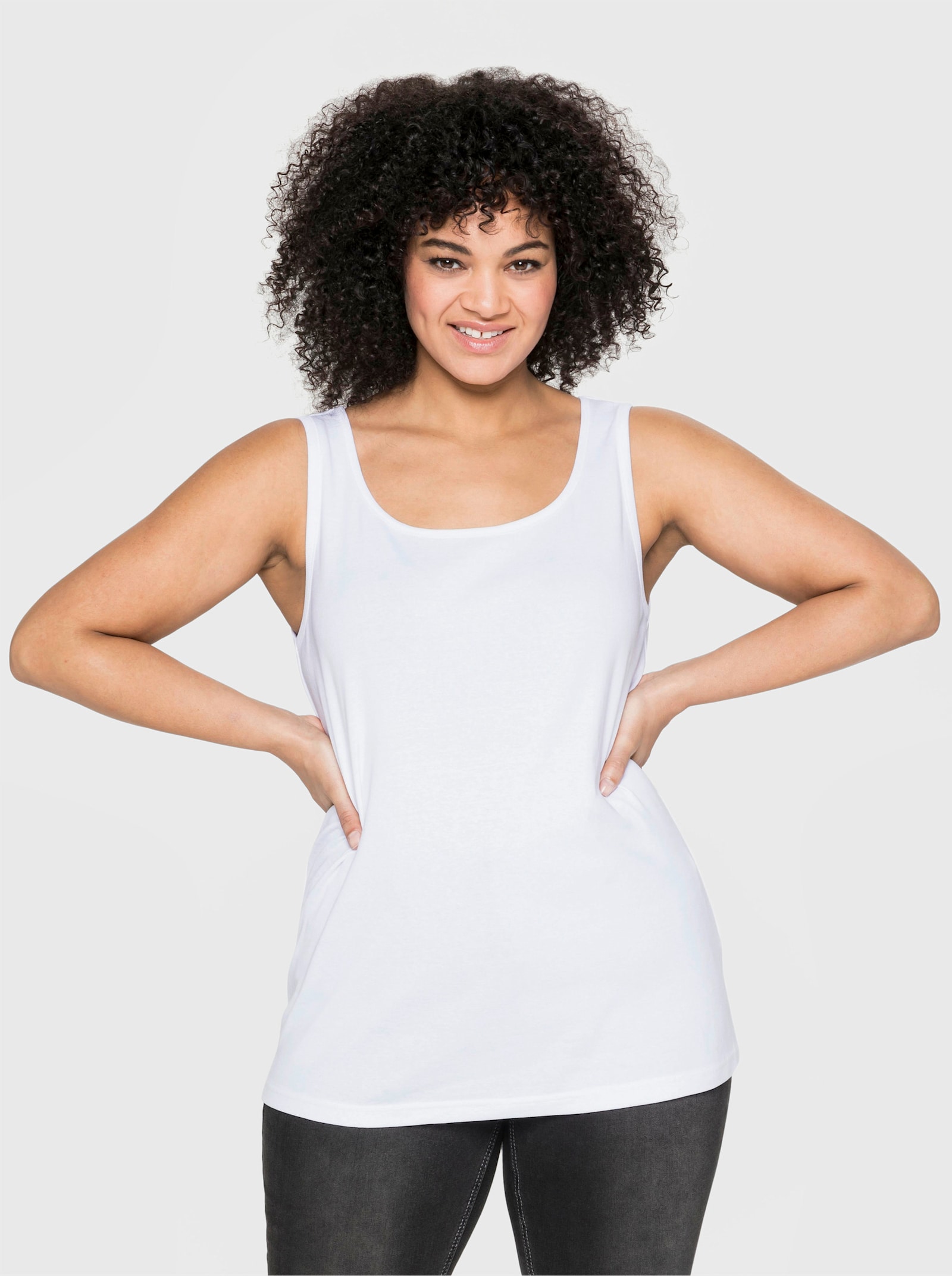 sheego Tanktop in Rippqualität - weiß