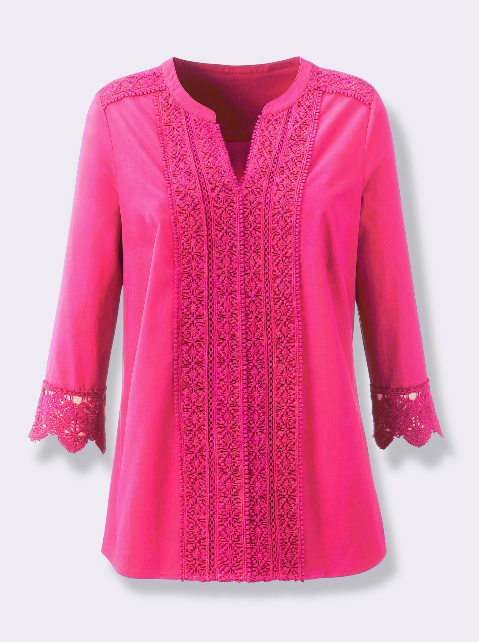 Comfortabele blouse met kant - pink