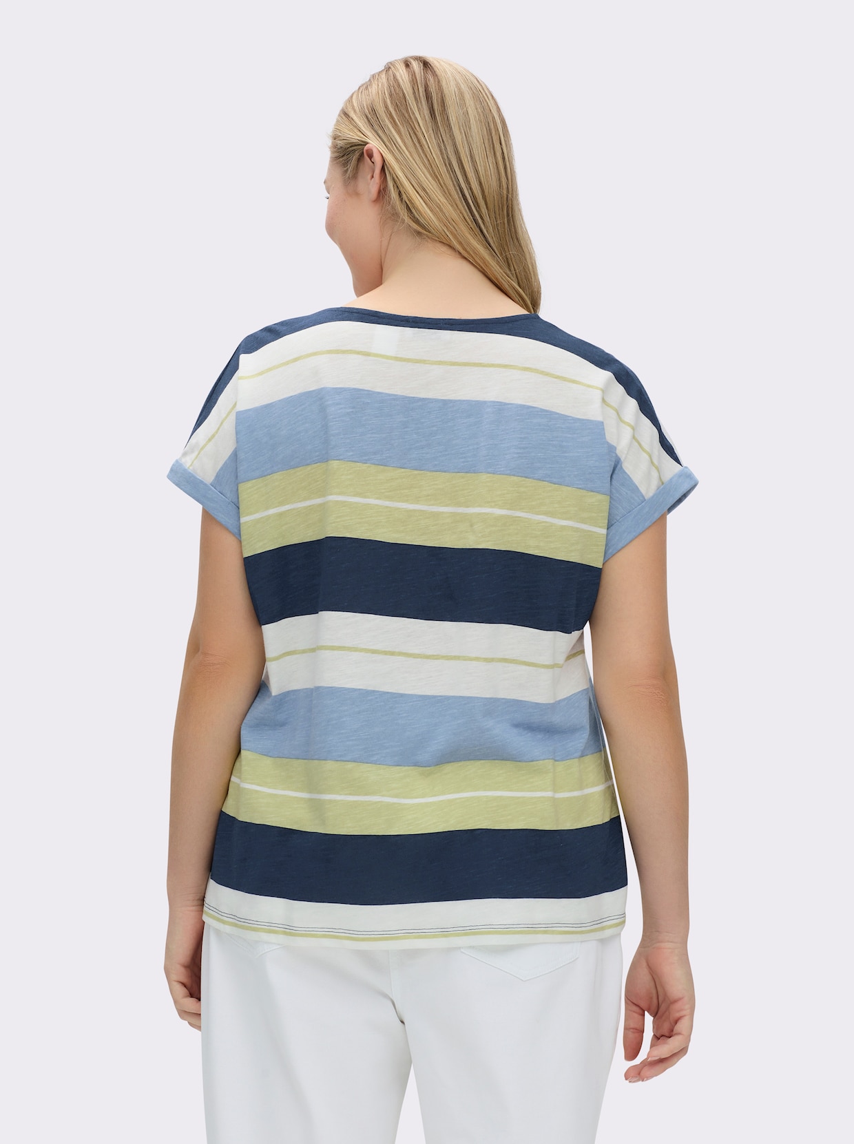Ringelshirt - lindgrün-bleu-geringelt
