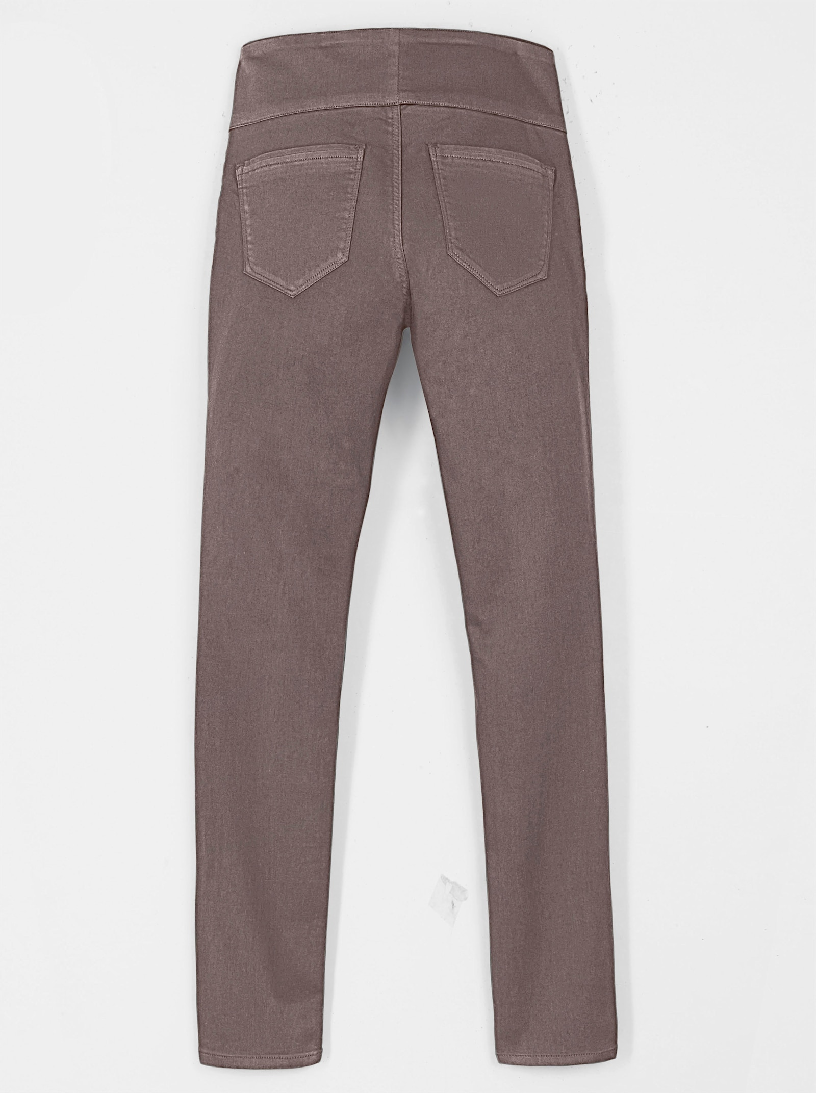 Schlupfhose mit hohem Dehnbund - dunkeltaupe