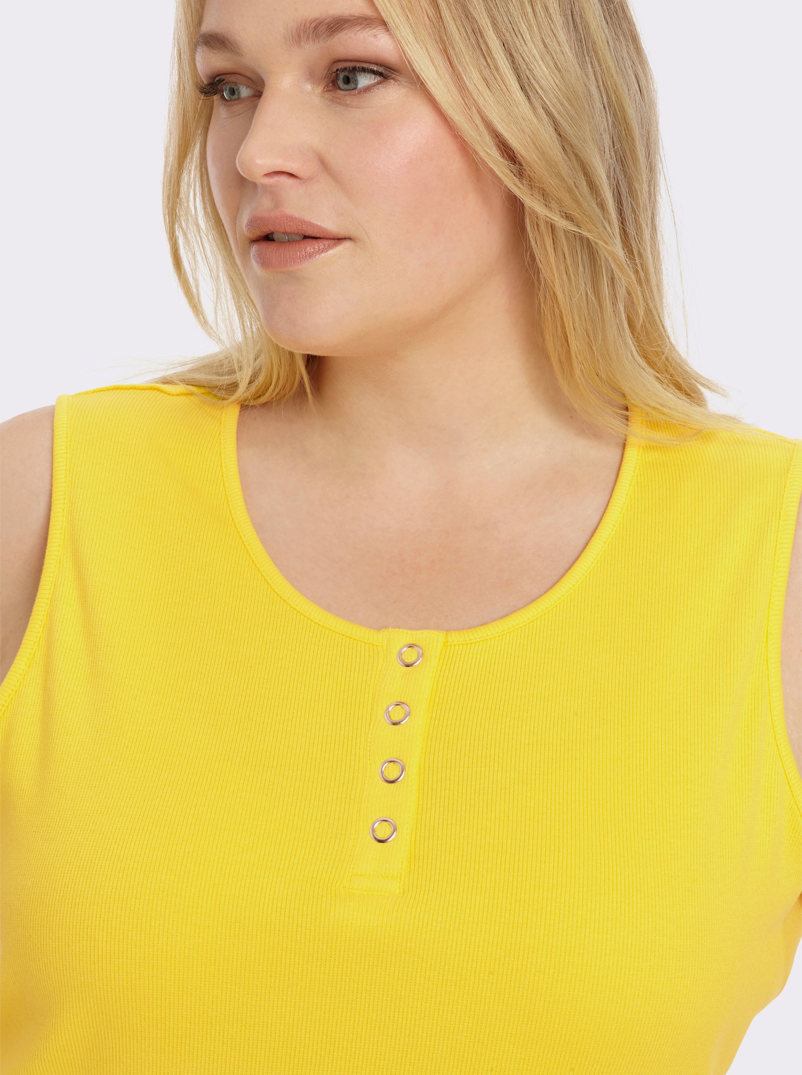 Shirttop in Ripp-Optik - sonnengelb