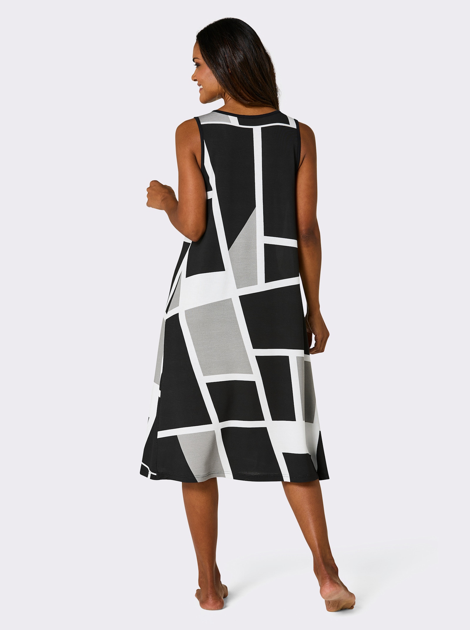 feel good Sommerkleid mit Grafik-Druck - schwarz-weiß