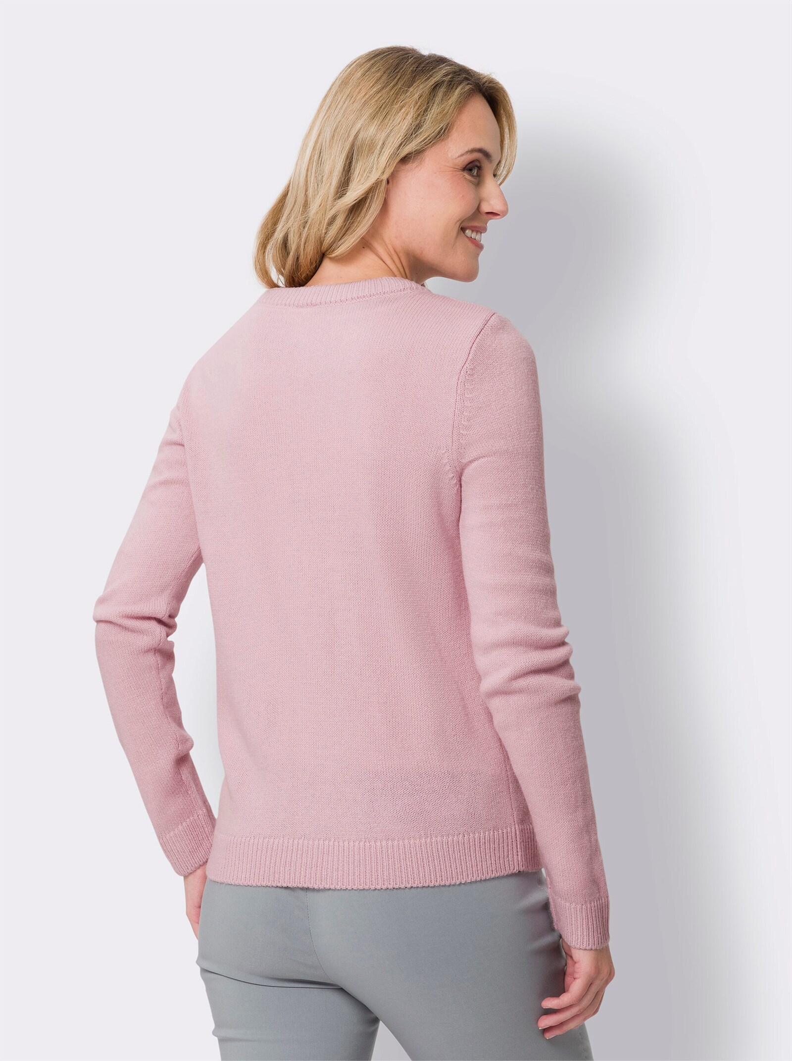 Ajourpullover met rits - roze