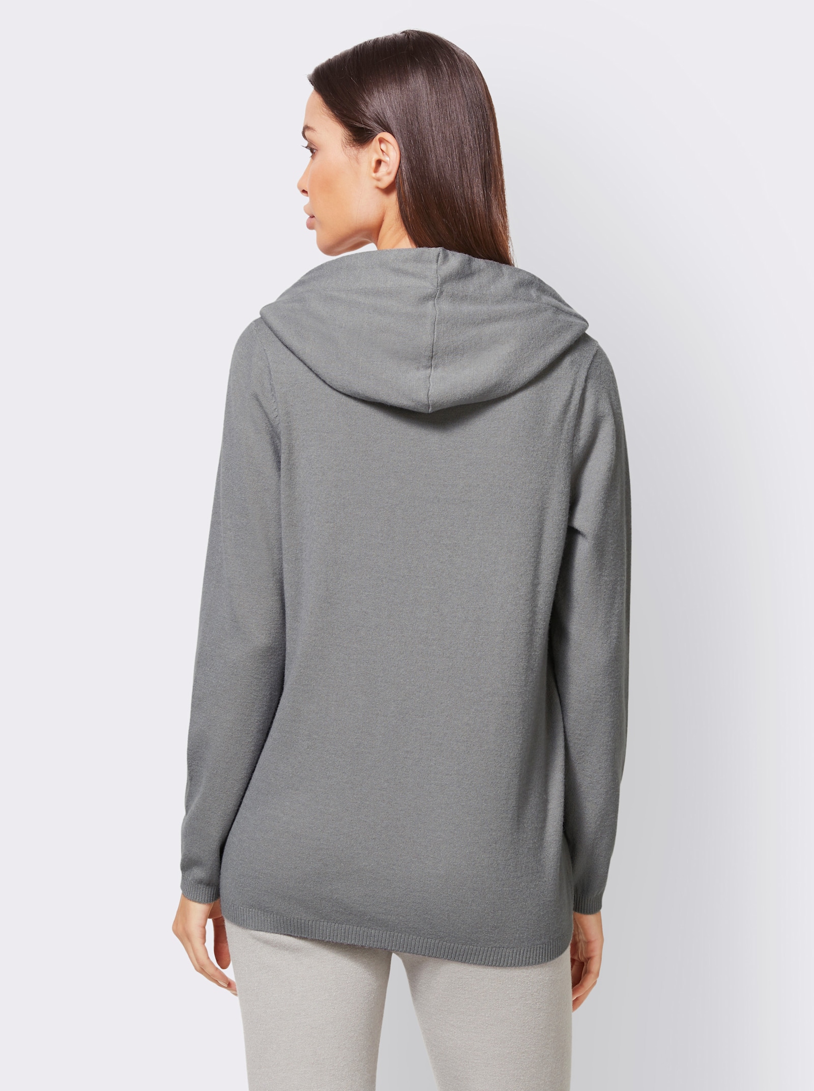 heine Kapuzenpullover mit Schriftzug - steingrau-meliert