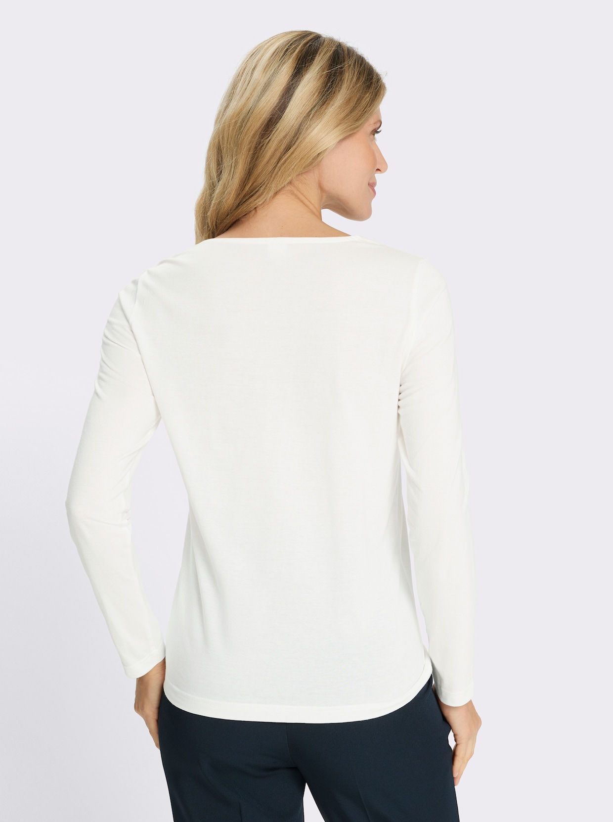 Langarmshirt mit Glitzersteinchen - ecru