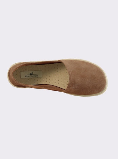 Slipper aus Velours-Leder - cognac