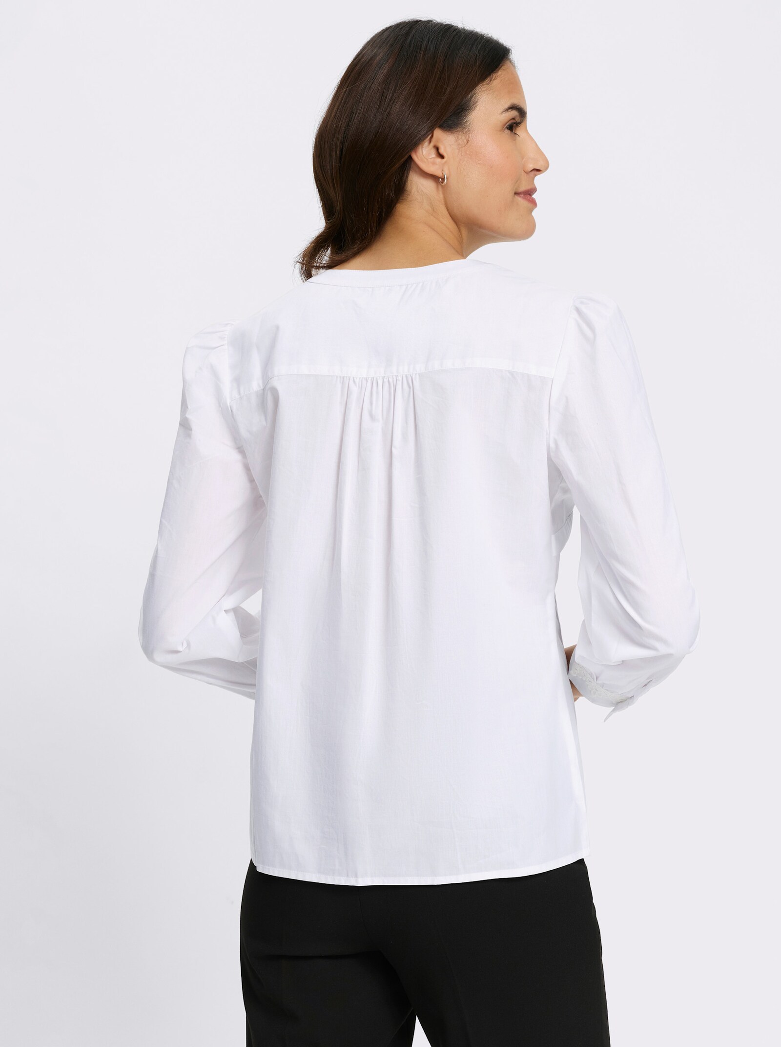 Baumwollbluse mit Raffung hinten - ecru