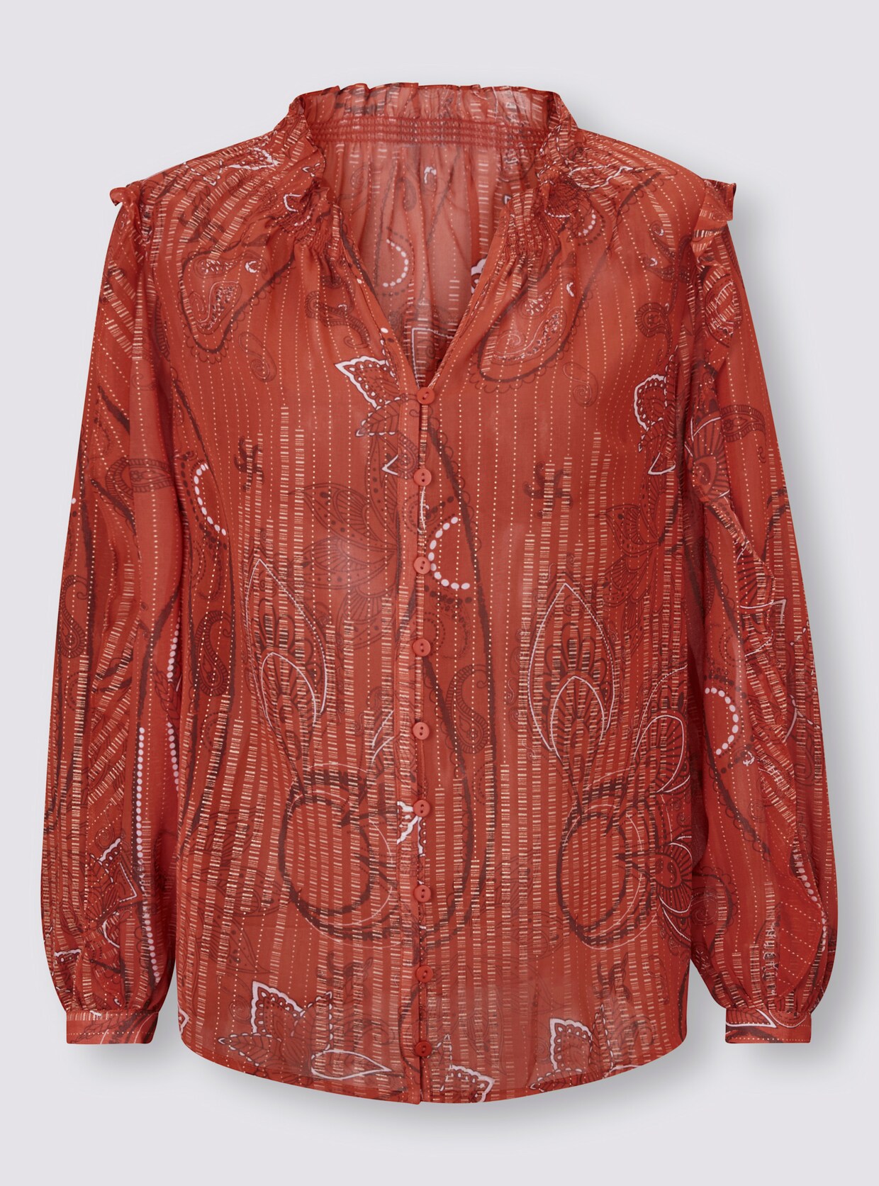 heine Druckbluse - papaya-bedruckt