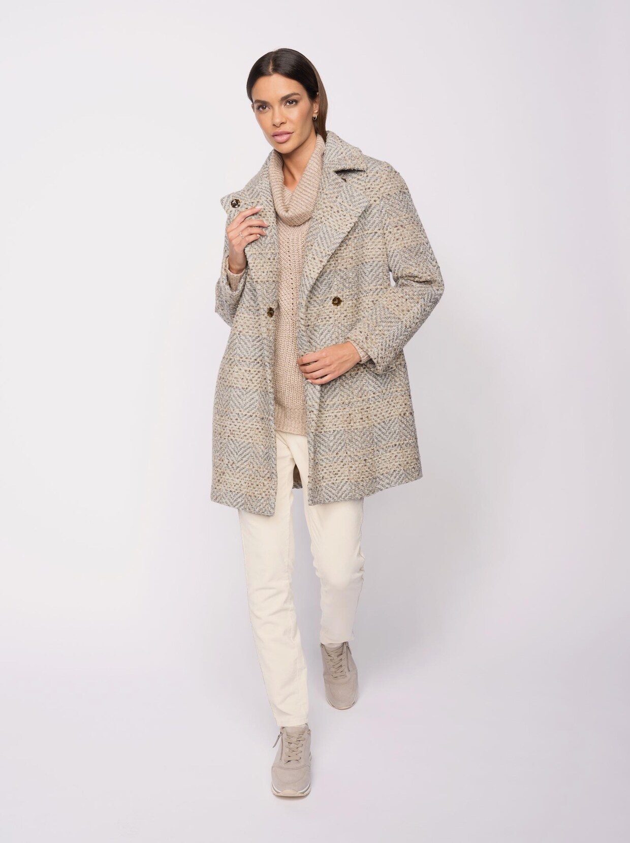 Rick Cardona Jacke - grau-camel-gemustert