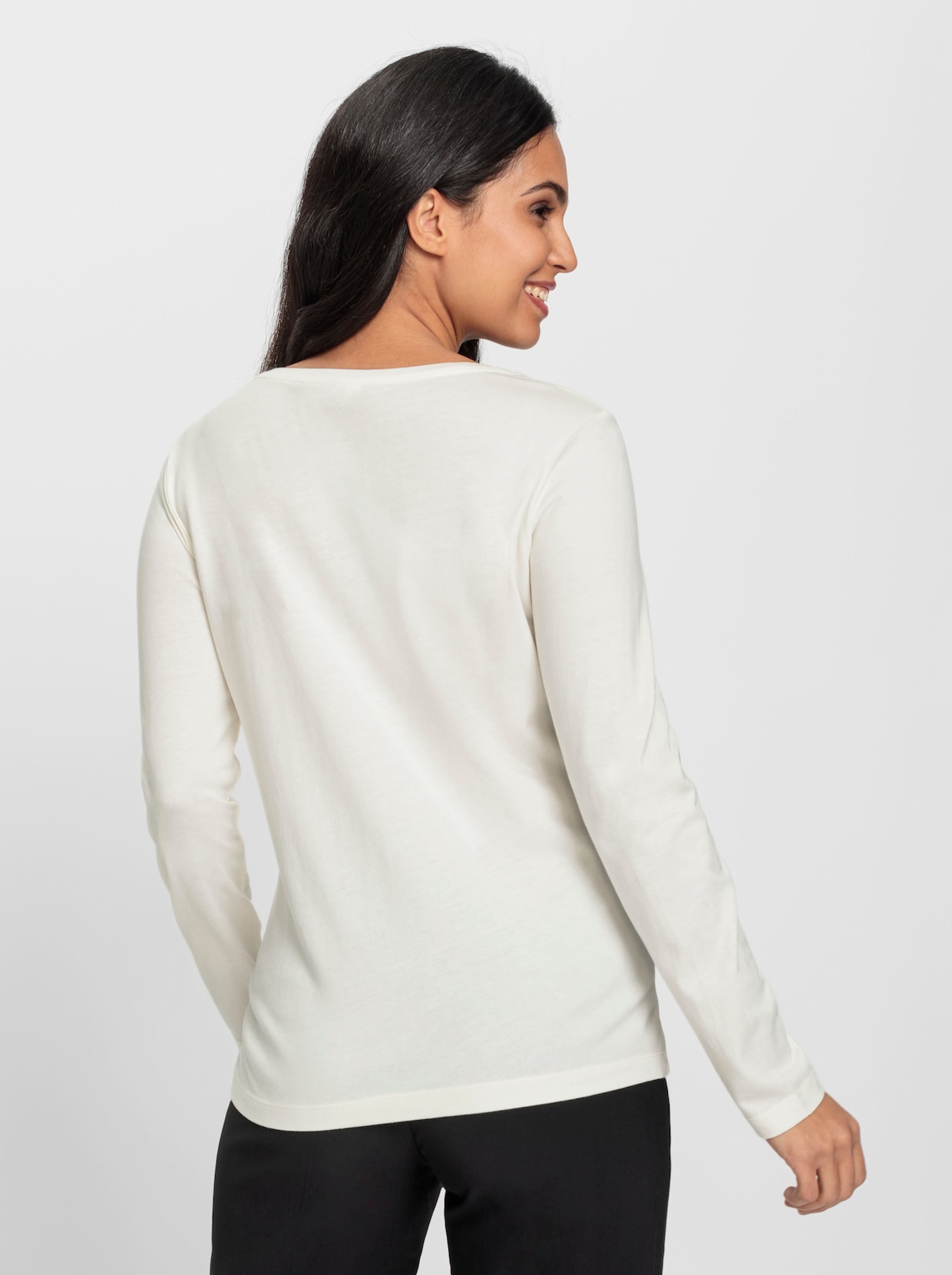 Shirt met lange mouwen - ecru/cognac bedrukt