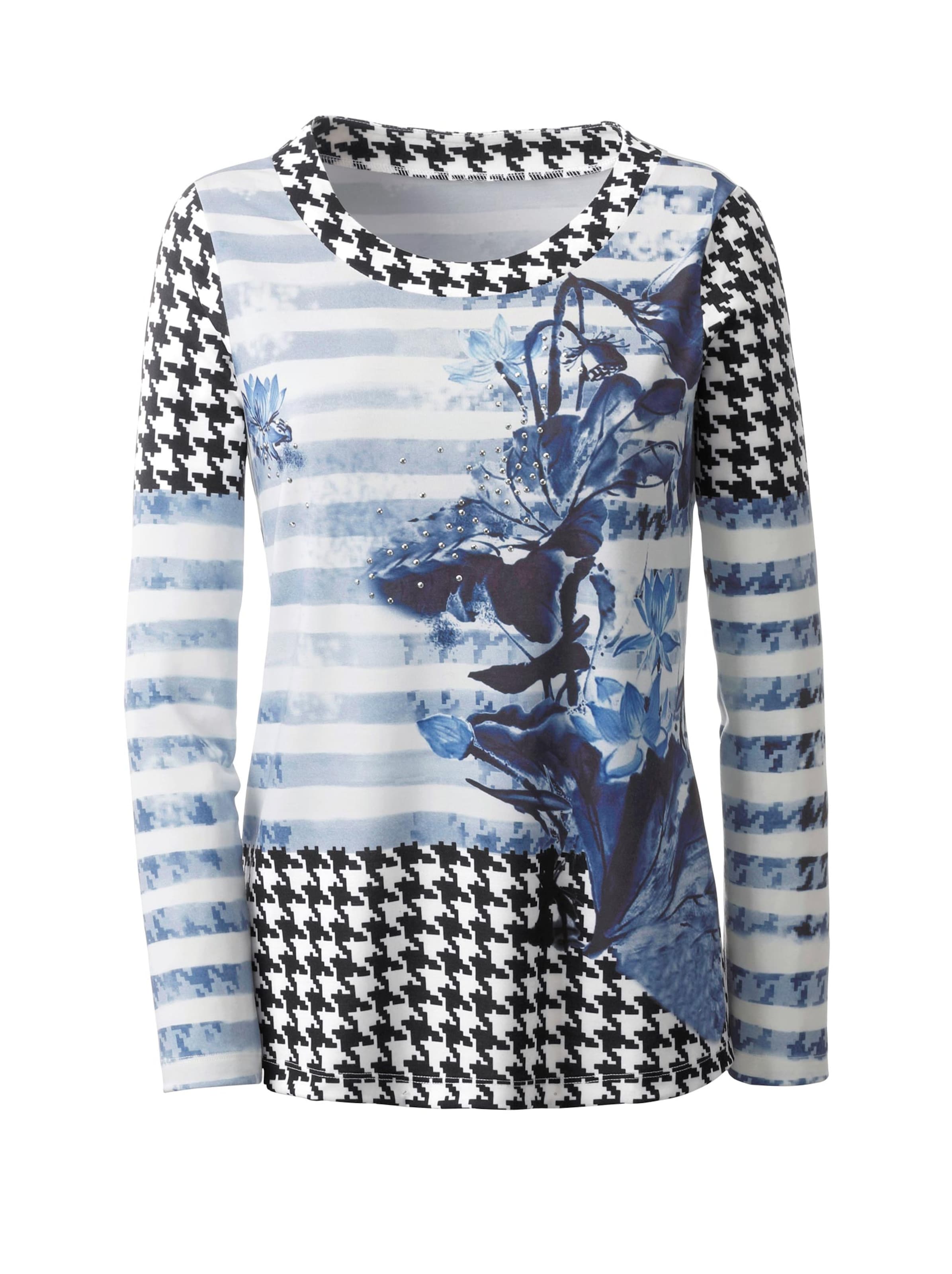 Shirt - schwarz-blau-bedruckt