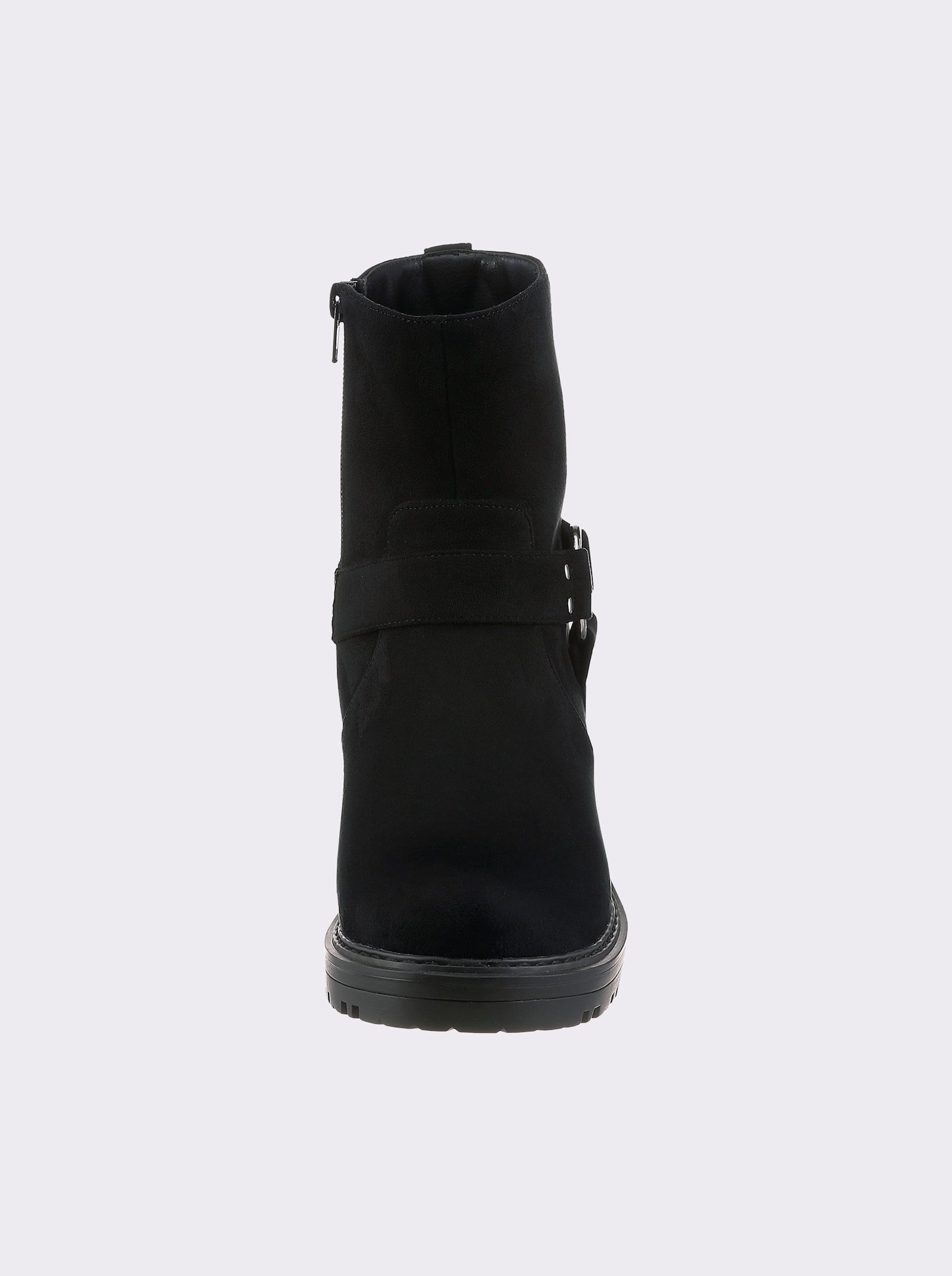 Stiefelette mit silberfarbener Zierschnalle - schwarz