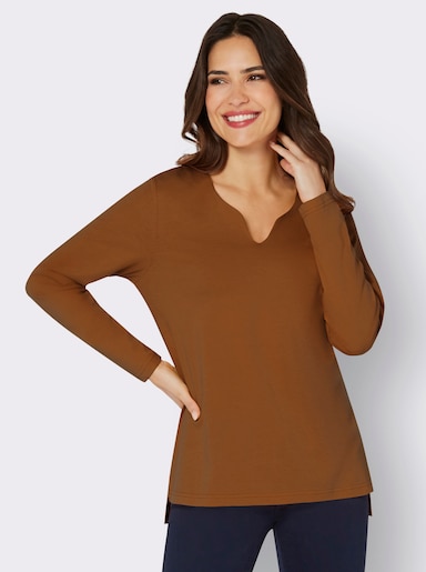 Langarmshirt - cognac