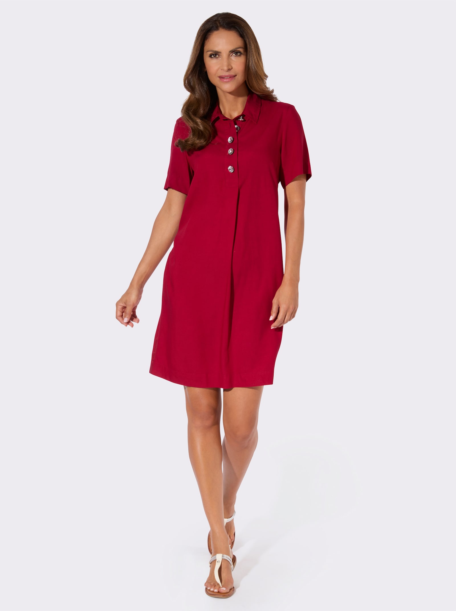 Webkleid mit Knopfleiste - rot
