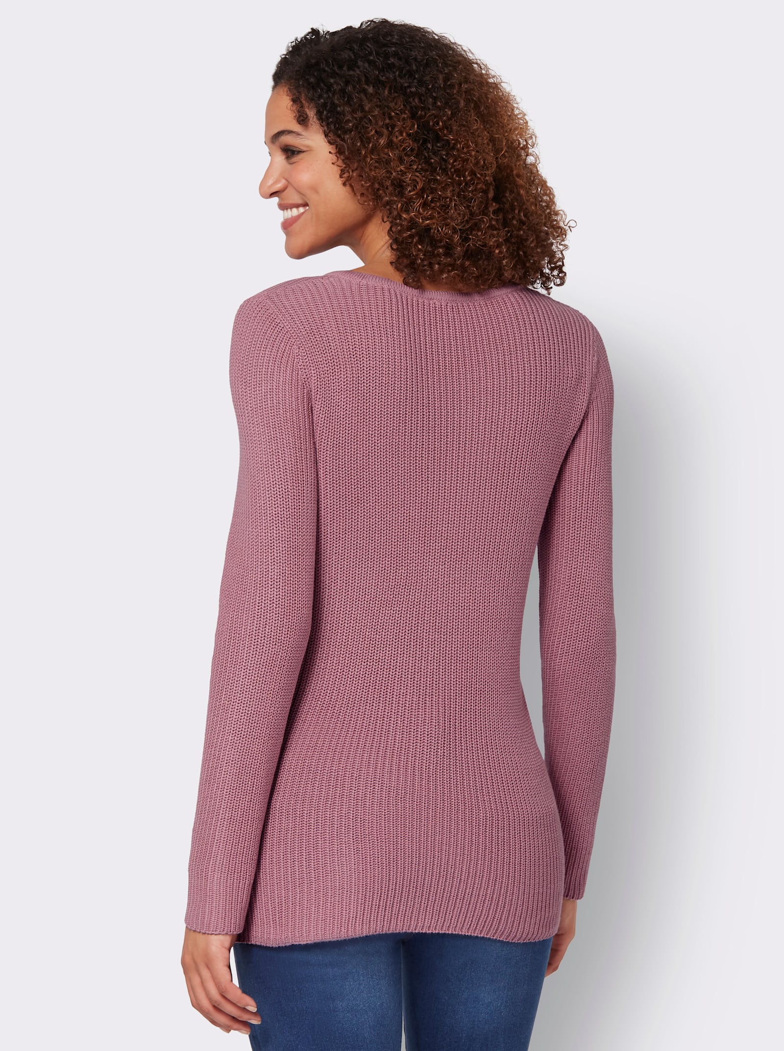 Rundhalspullover in pflegeleichter Qualität - altrosa