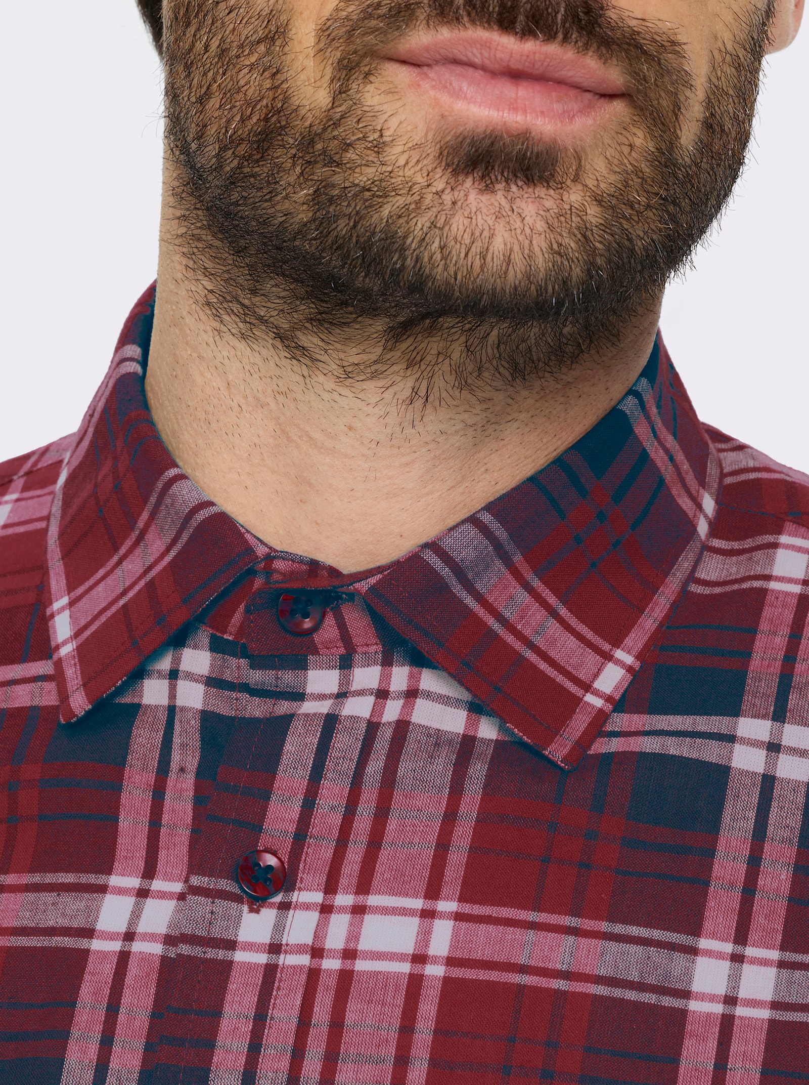 Catamaran Langarmhemd mit garngefärbtem Muster - dunkelrot-kariert