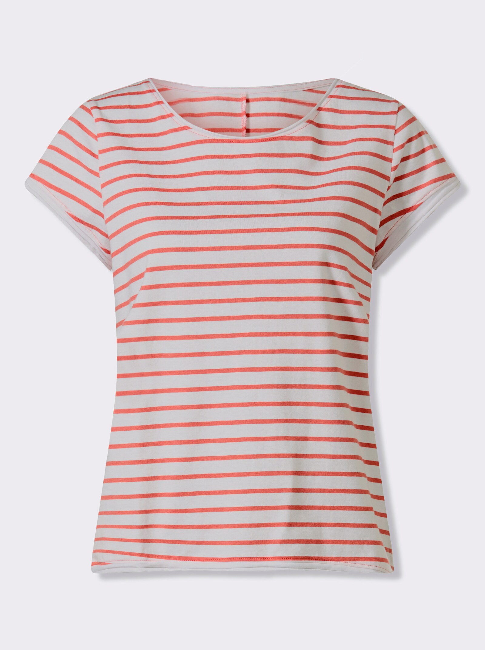 heine T-shirt - blanc-pamplemousse à rayures fines