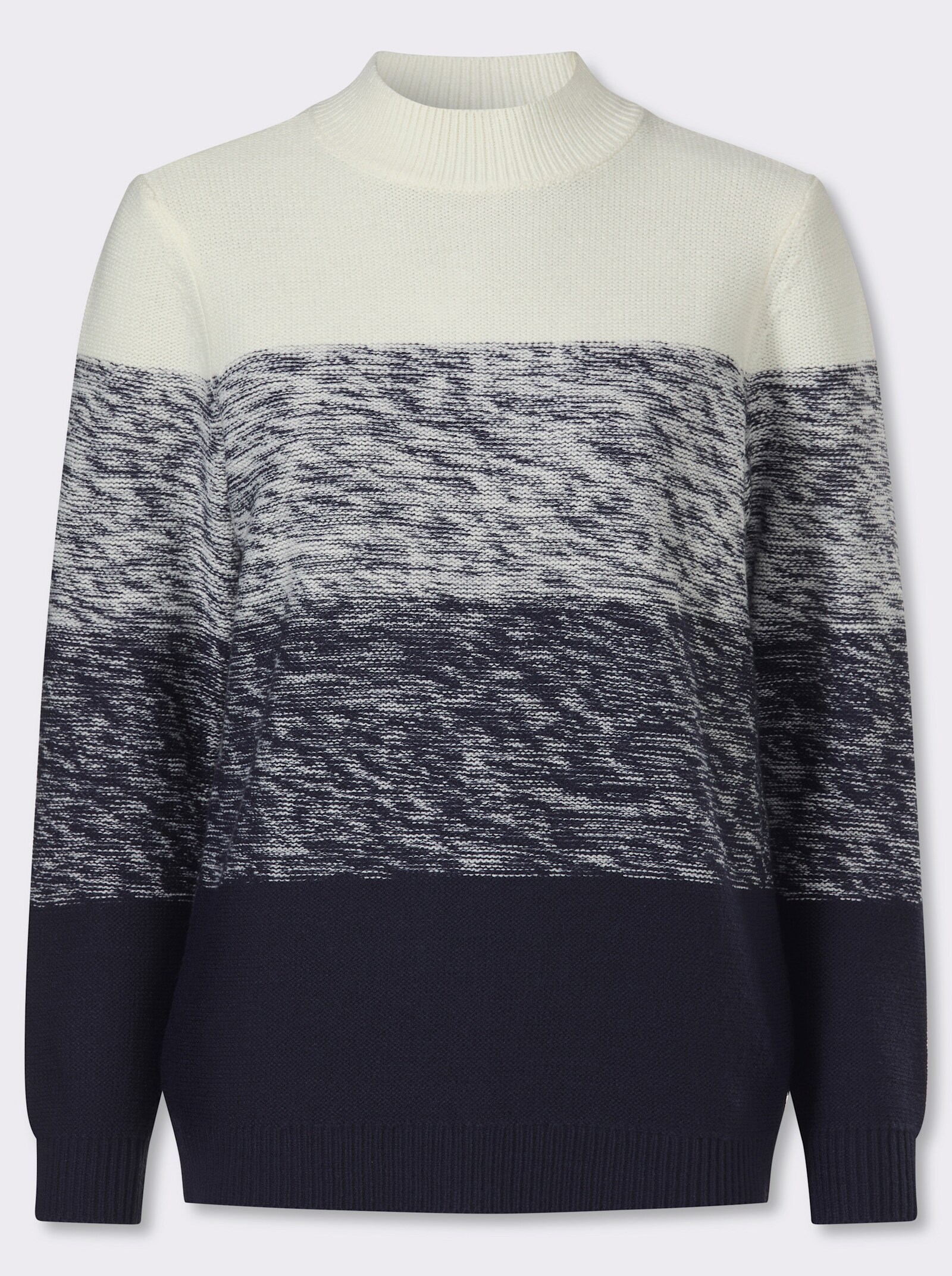 Stehkragenpullover mit Farbverlauf - ecru-marine